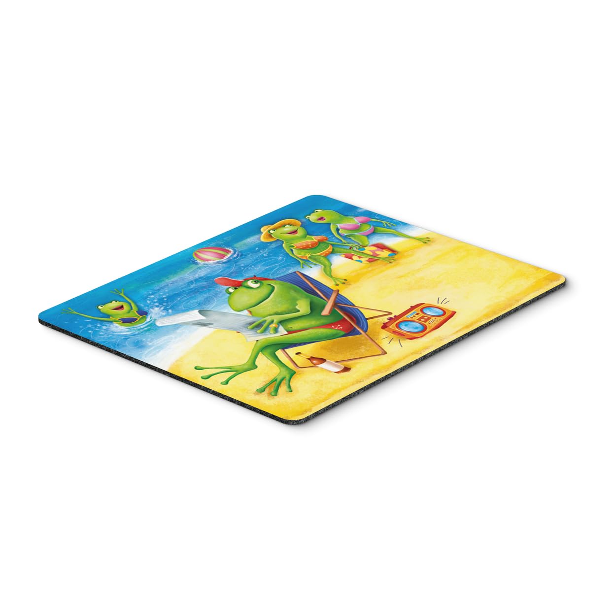 Caroline's Treasures Large Multicolor Frogs on The Beach Mouse Pad - Non-Slip Hot Pad & Trivet for Office, Kitchen & Home Decor