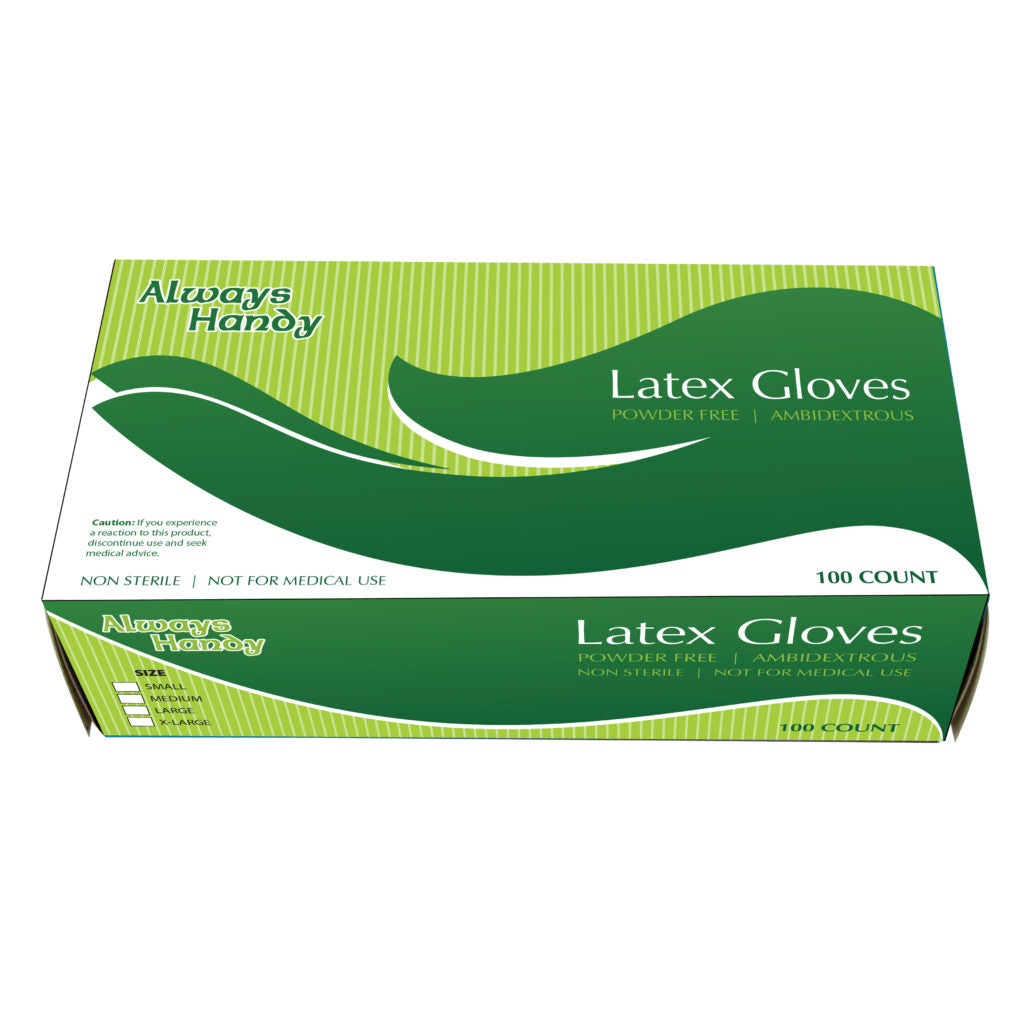 Powder-Free Latex Gloves - 100 Count Box | Disposable Medical Exam Gloves for Healthcare, Food Handling & Cleaning Protection