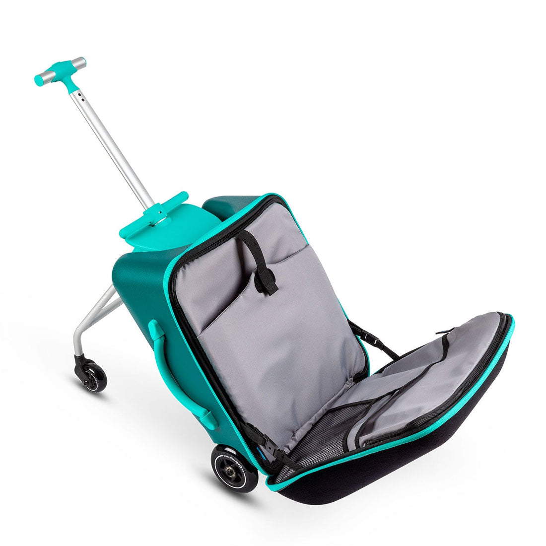 Micro Ride On Luggage Eazy - Forest Green Kids Travel Suitcase with Wheels for Airport & Family Vacations