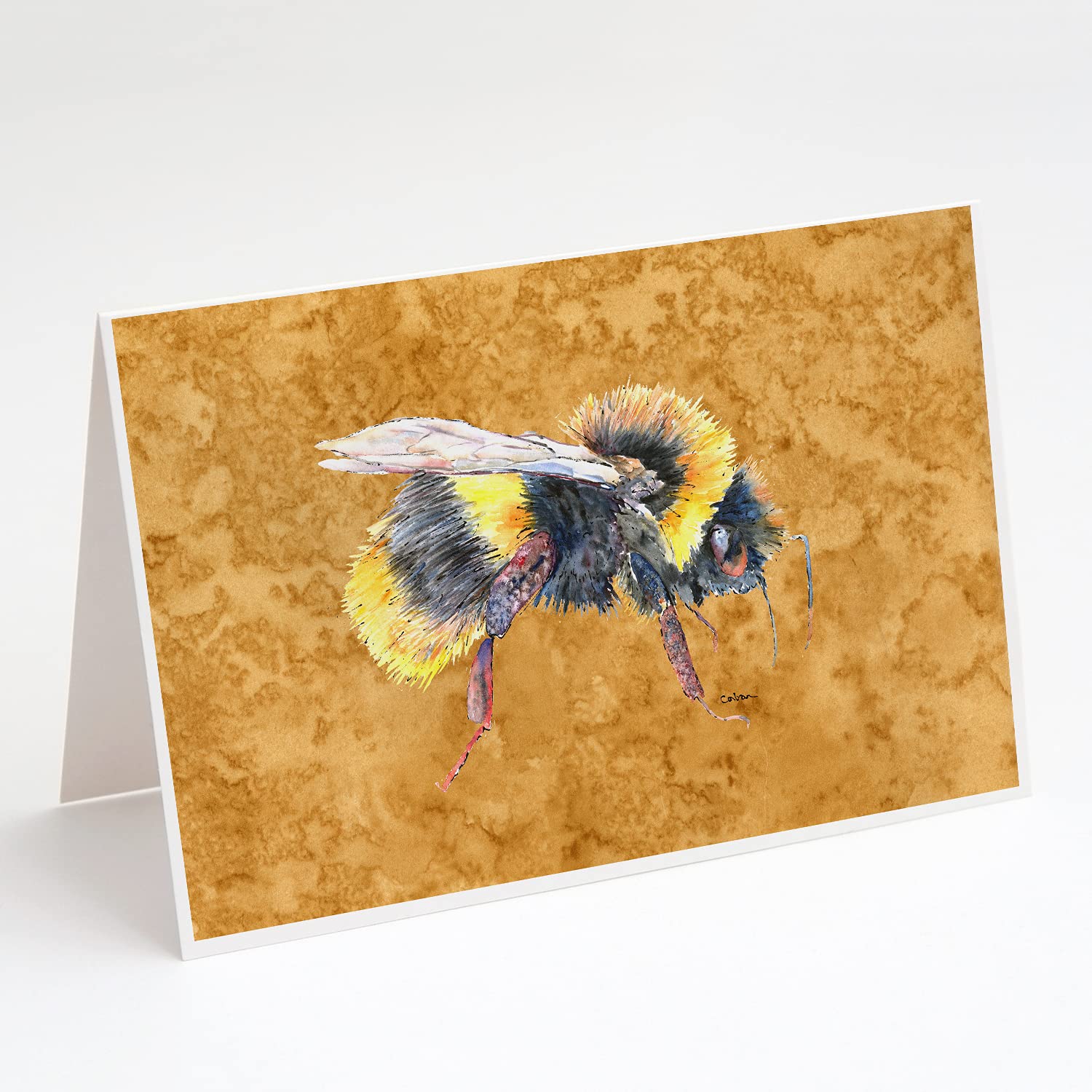 Caroline's Treasures 8850GCA7P Bee on Gold Blank Greeting Cards - Pack of 8 A7 Size (5x7) Note Cards with Envelopes - Whimsical Design for Birthday, Thank You, Wedding & Everyday Greetings