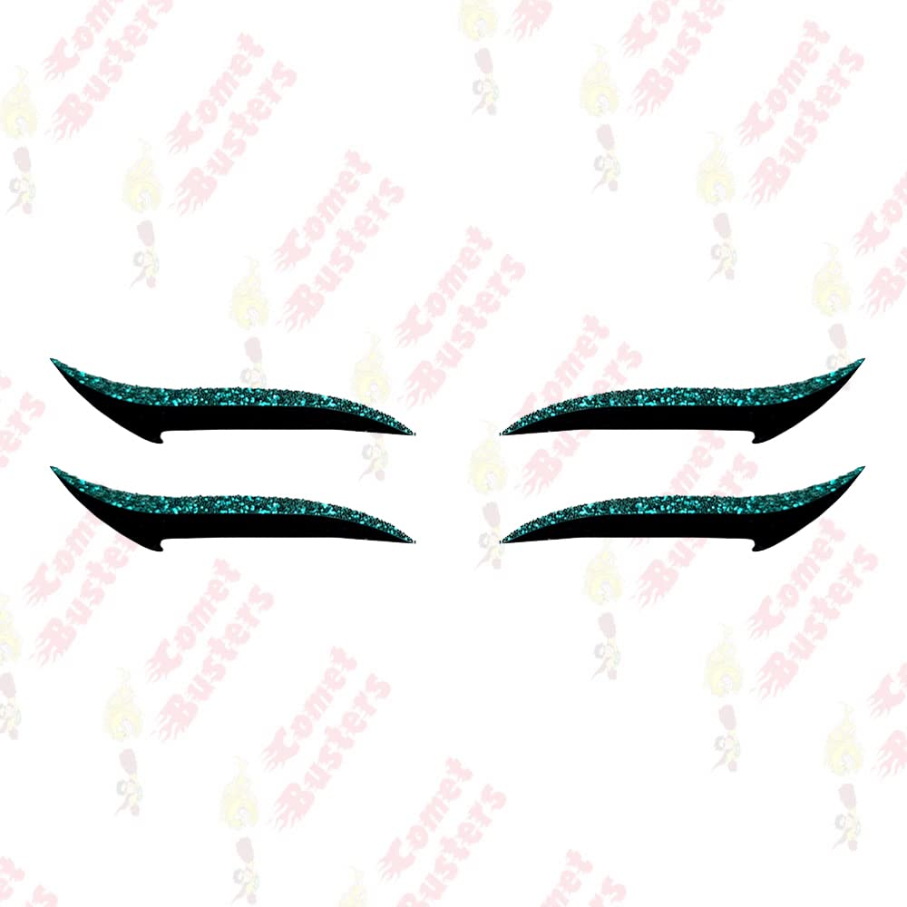 Comet Busters Glitter Teal Eyeliner Stickers (EYE036) - Waterproof Eye Makeup Decals for Parties, Halloween & Cosplay