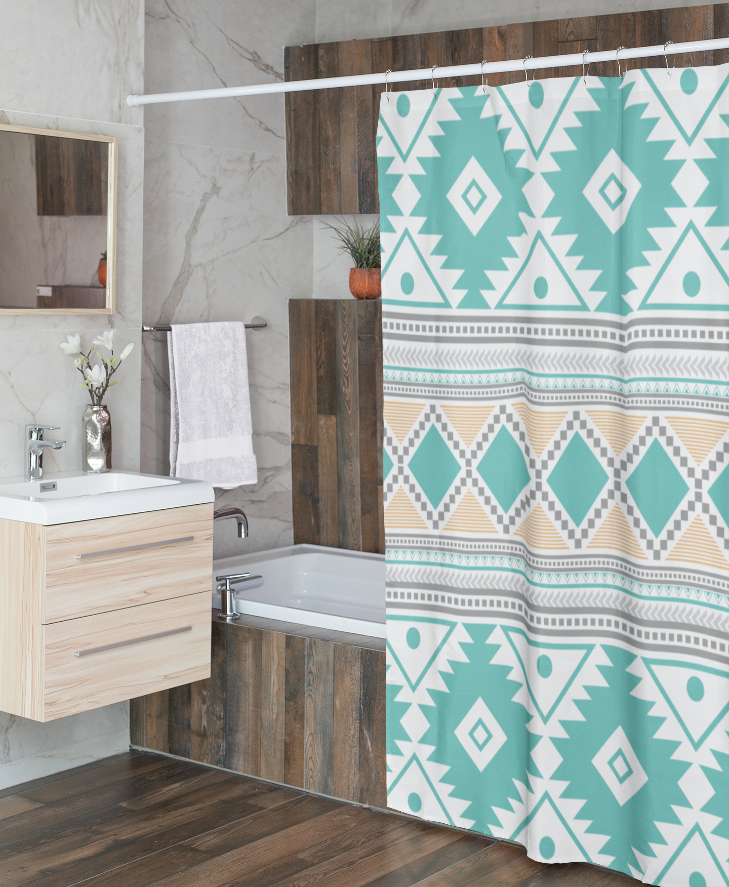 Stylish Southwestern Shower Curtain - Waterproof Bathroom Decor for Boho & Western Style Homes | Perfect for Farmhouse, RV & Apartment Bathrooms