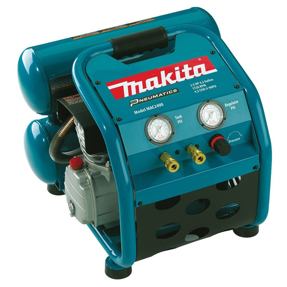 Makita MAC2400 2.5 HP Cast Iron Roll Cage Big Bore Air Compressor - Powerful & Durable for Construction, Woodworking & Automotive Projects