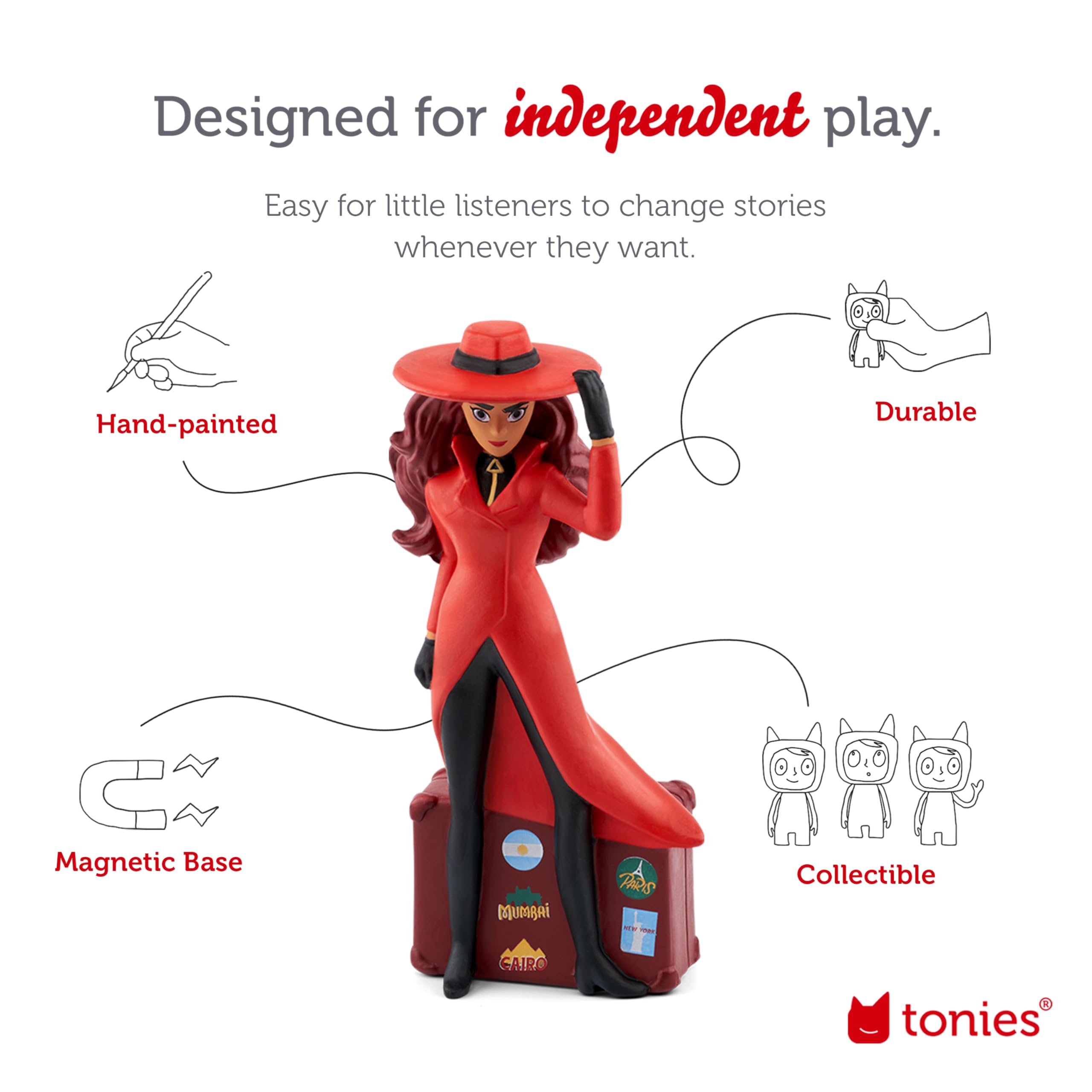 Tonies Carmen Sandiego Interactive Audio Storyteller Toy Figure | Educational Kids Learning Character for Storytime & Play | Perfect for Bedtime, Car Rides & Classroom Use
