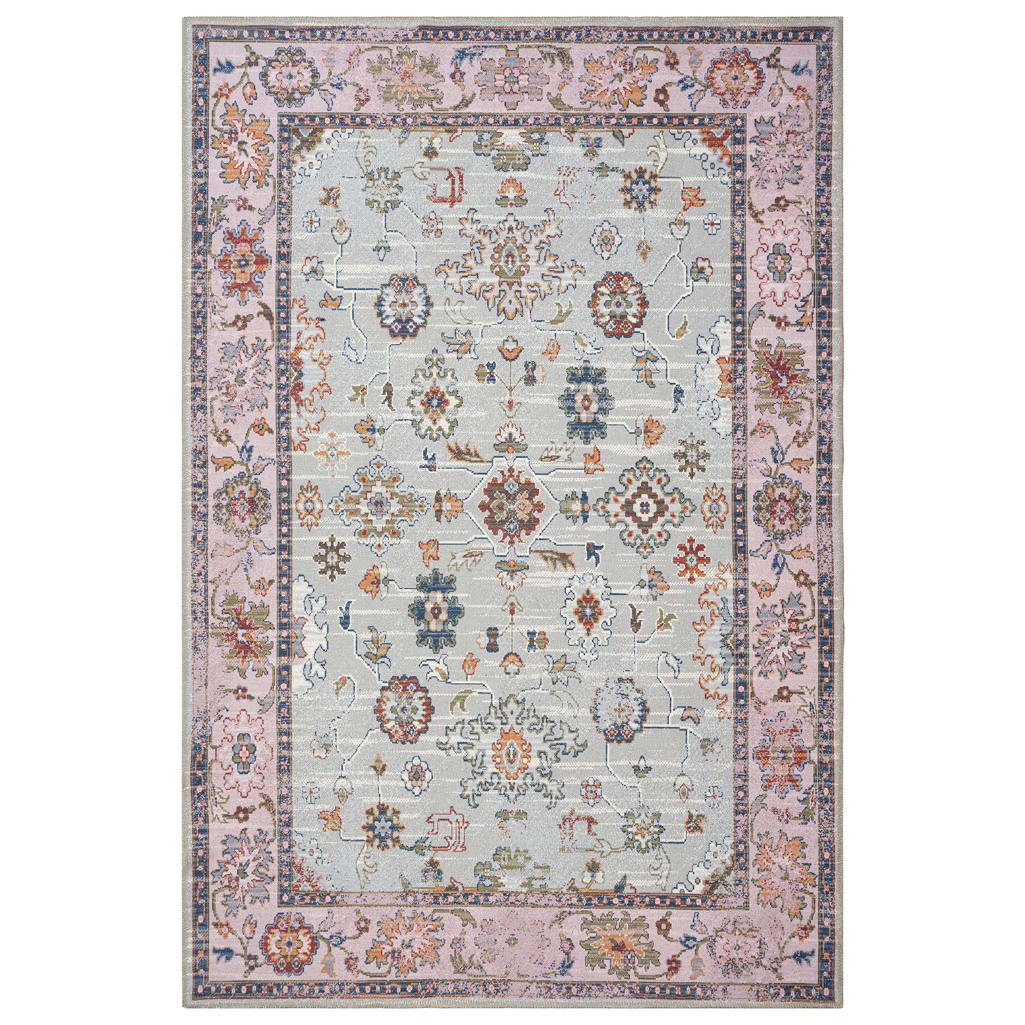 GLN Traditional Collection - Machine Washable Non-Slip Low Pile Chenille Area Rug 5'3