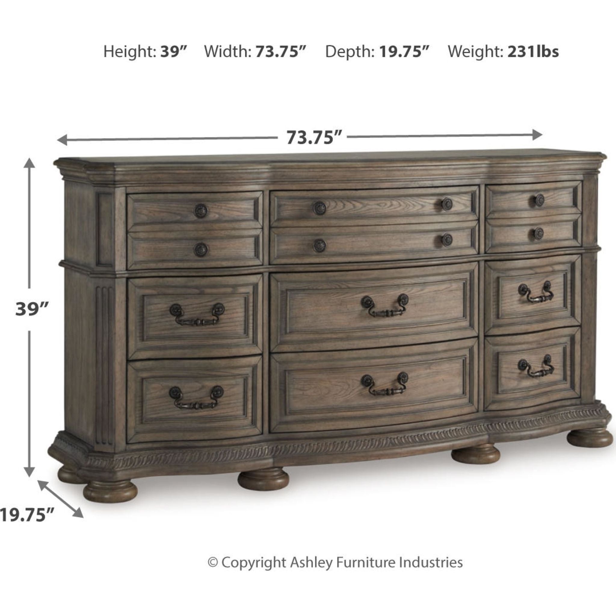 Ardenfield Dresser Light Brown - Modern Wooden Chest of Drawers for Bedroom & Living Room Storage