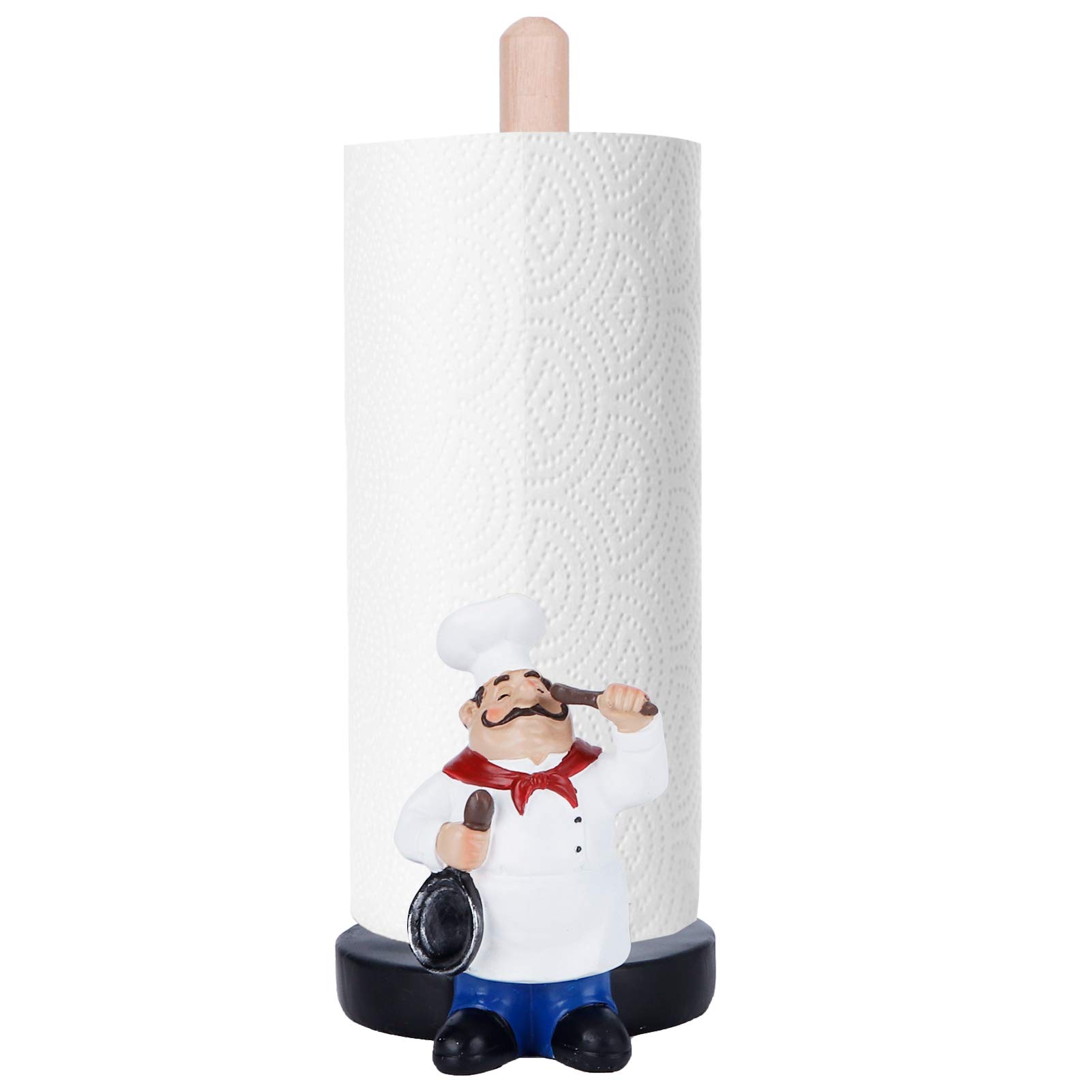 Italian Chef Figurine Paper Towel Holder - Countertop Kitchen Decor & Paper Roll Dispenser for Restaurants, Home, and Office Use - Perfect for Italian-Themed Kitchens and Dining Areas