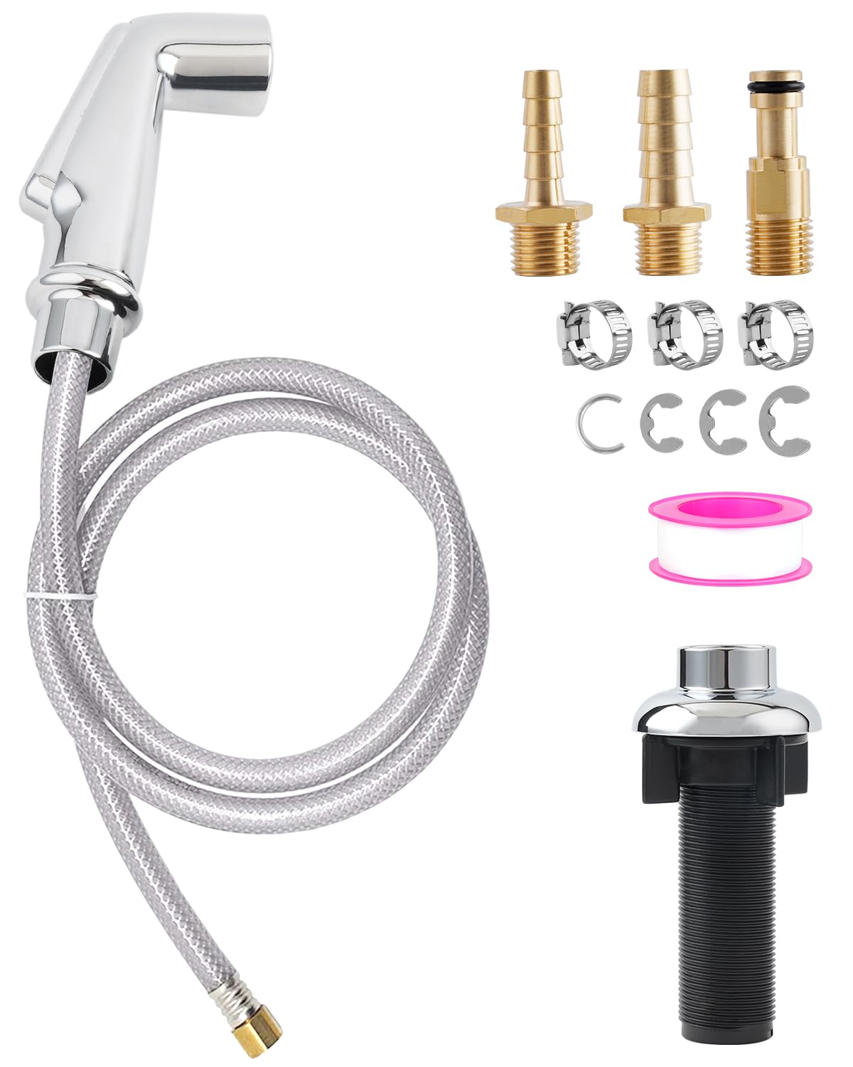 Hygie Rinse Universal Kitchen Sink Sprayer Attachment with Hose and Holder Set - Chrome Finish Side Spray Head Replacement for Moen & Delta Faucets | Perfect for Washing Dishes, Cleaning Vegetables, and Rinsing Sinks
