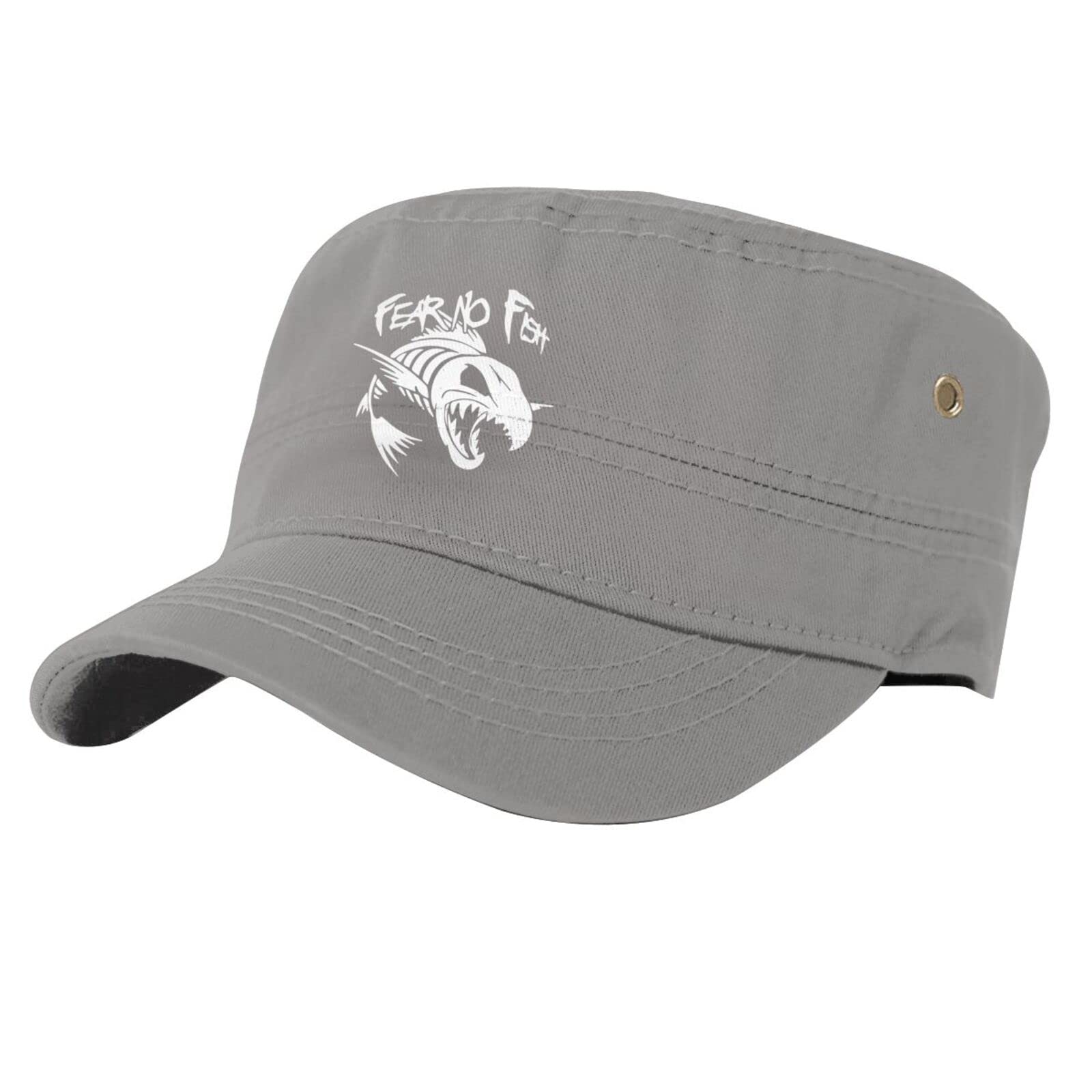 Fear-No-Fish Army Cap Cadet Hat - Military Style Adjustable Baseball Cap for Men - Black Tactical Hat for Outdoor, Hiking & Casual Wear