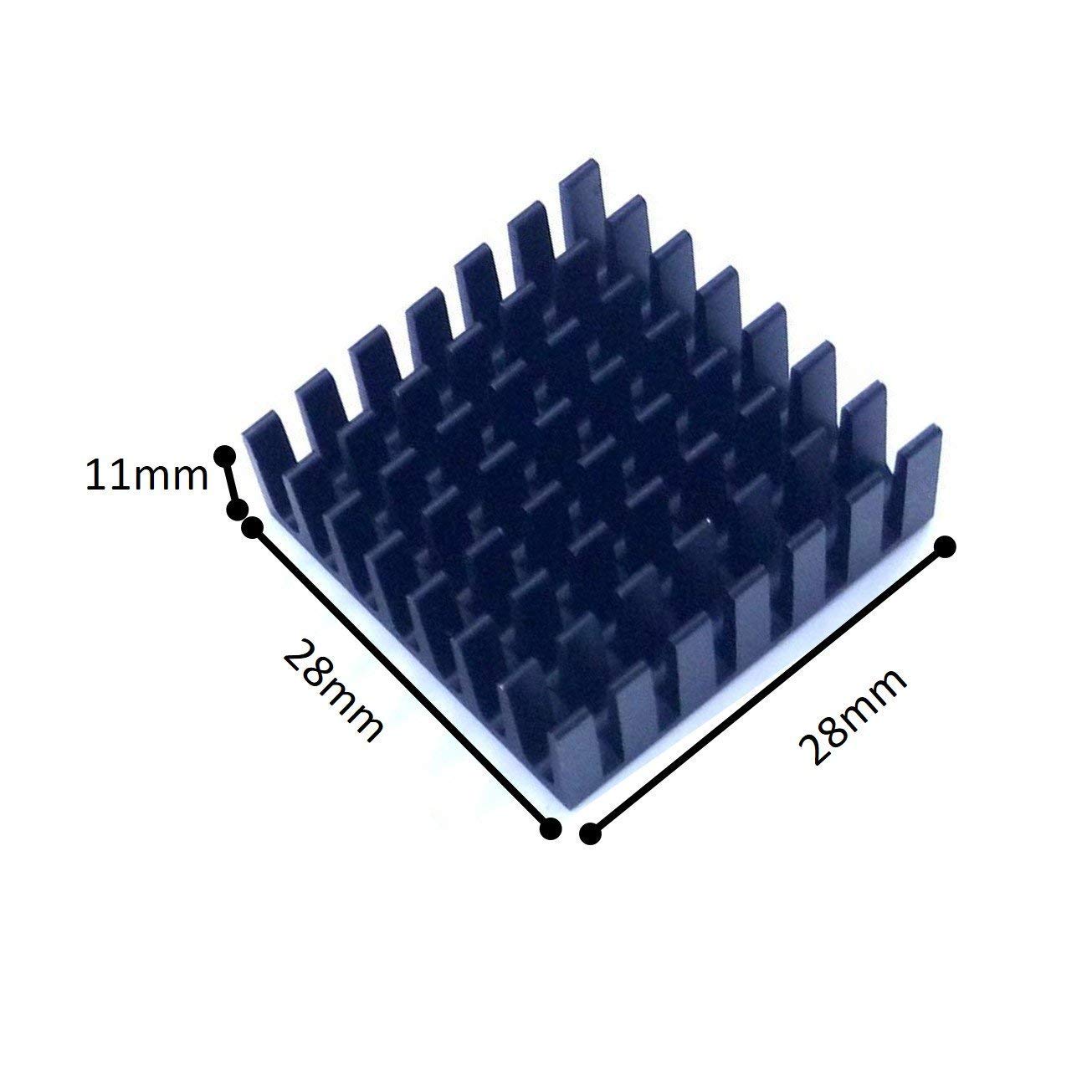 10pcs 28mm Aluminum Heatsink Kit with 3M 8810 Thermal Tape - 28x28x10mm Cooling Fins for GPU, IC Chips & Electronic Modules - Perfect for PC, Laptop & LED Heat Dissipation