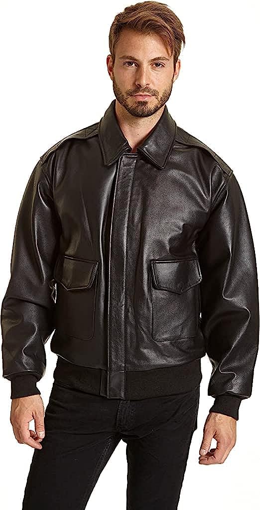 Men's Big & Tall Genuine Leather Flight Jacket - Aviator Bomber Style for Winter & Outdoor Adventures