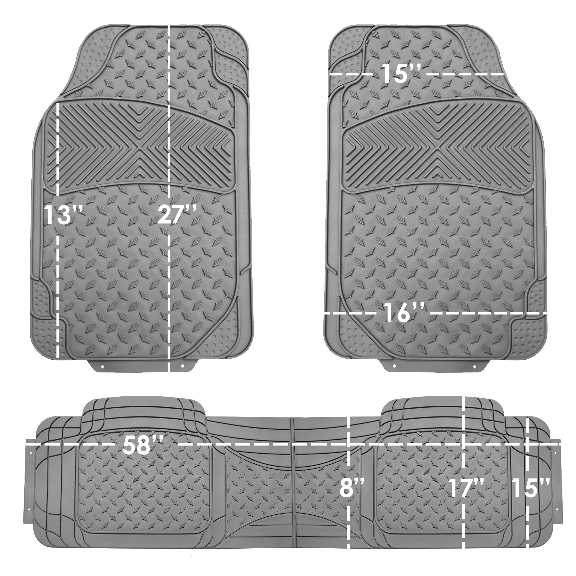 TLH Lightweight Breathable Gray Car Seat Covers - Split Bench Design with Airbag Compatibility | Waterproof Vinyl Floor Mats Set | Perfect for SUVs, Trucks & Family Vehicles | Interior Protection & Comfort Upgrade