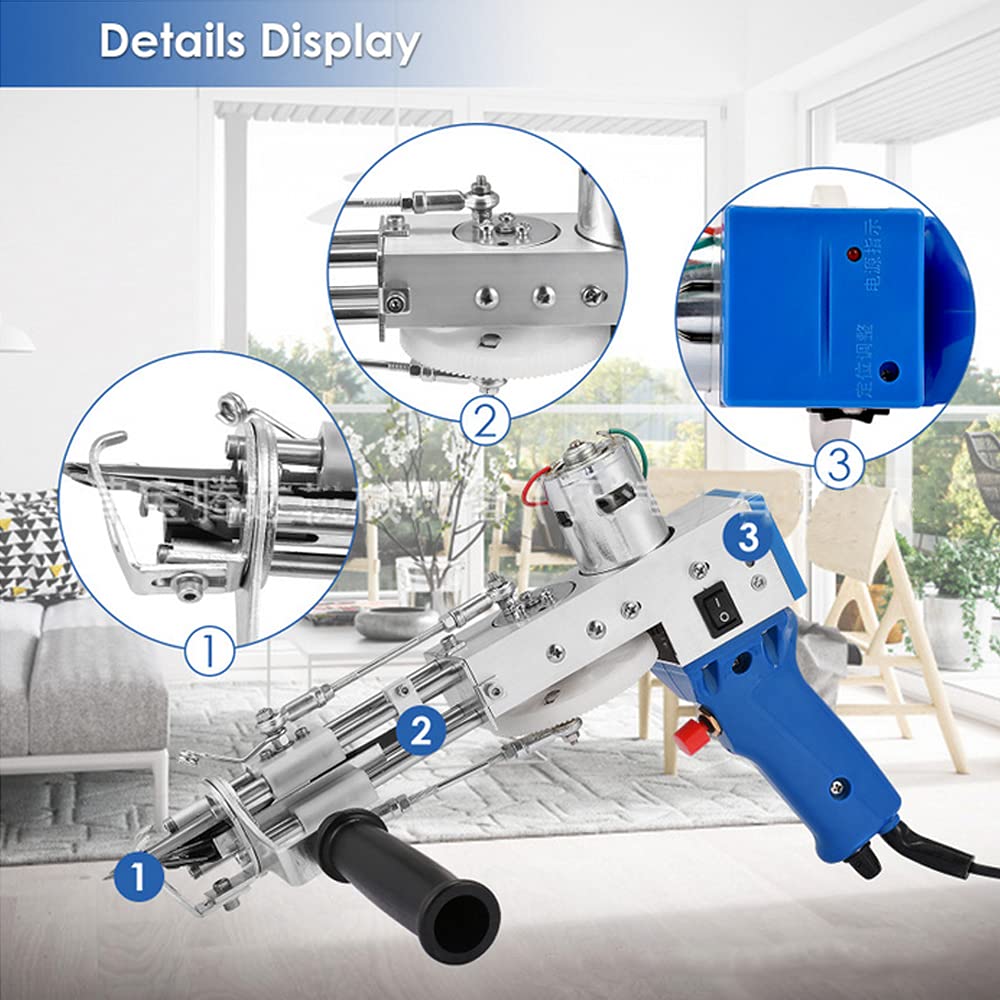 Electric Tufting Gun for Carpet Weaving - 100V-240V AC Cut Pile Carpet Loom Tool - DIY Rug Making & Home Decor Crafting