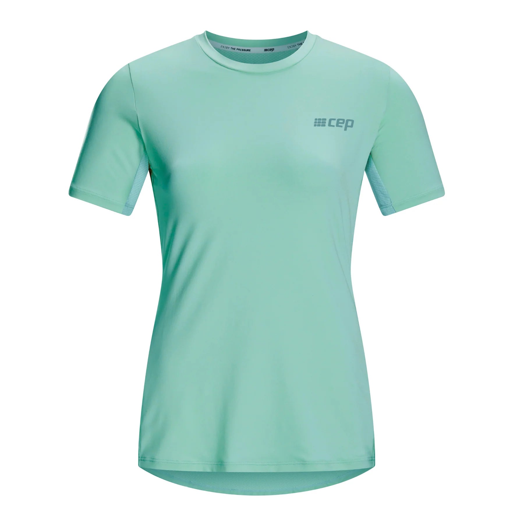 CEP Women's The Run Shirt V5 - Light Blue Round Neck Short Sleeve Running Top for Women | Perfect for Jogging, Gym Workouts & Outdoor Activities
