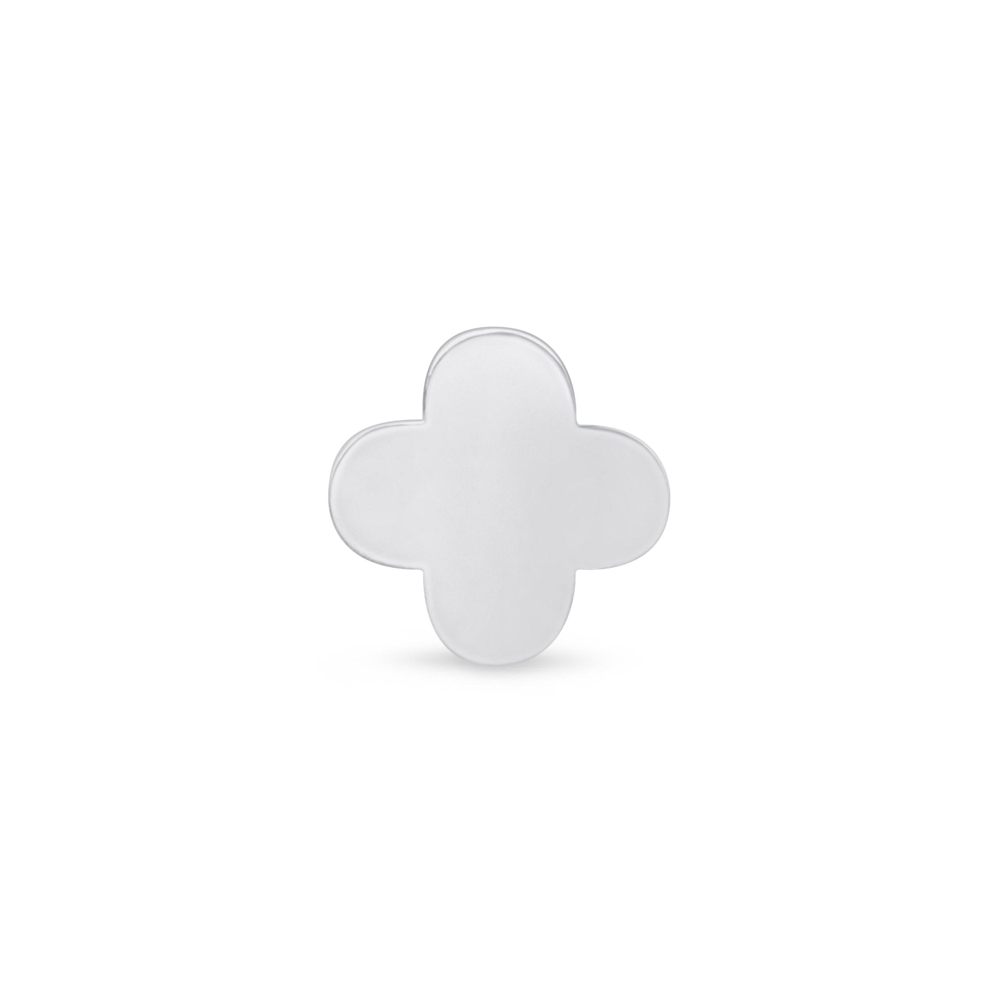 14K White Gold Clover Stud Earrings - Dainty & Elegant Flat Back Earrings for Women - Perfect for Everyday Wear, Parties & Gifts