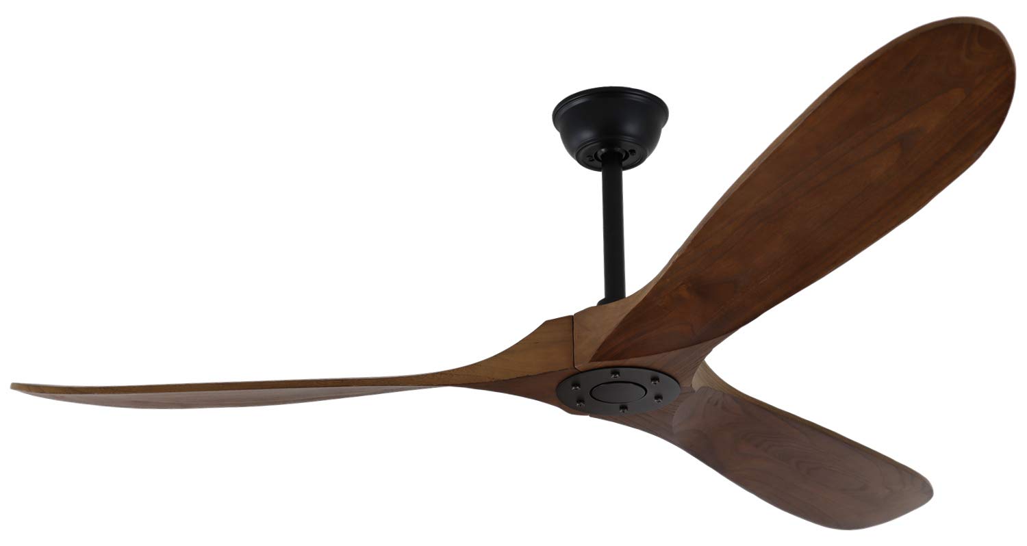 Goozegg 60 Inch Outdoor Ceiling Fan with Remote Control - 3 Wooden Blades, Energy Efficient DC Motor, Walnut Black Finish - Perfect for Patio, Deck, Porch, and Covered Outdoor Spaces