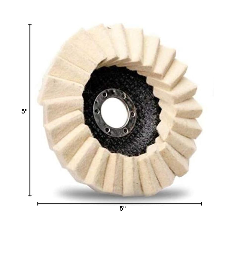 5-Inch 125mm Felt Polishing Wheel for Angle Grinder - Buffing & Metal Polishing Disc for Tools Accessories - Perfect for Metal Finishing, Automotive Detailing & DIY Projects