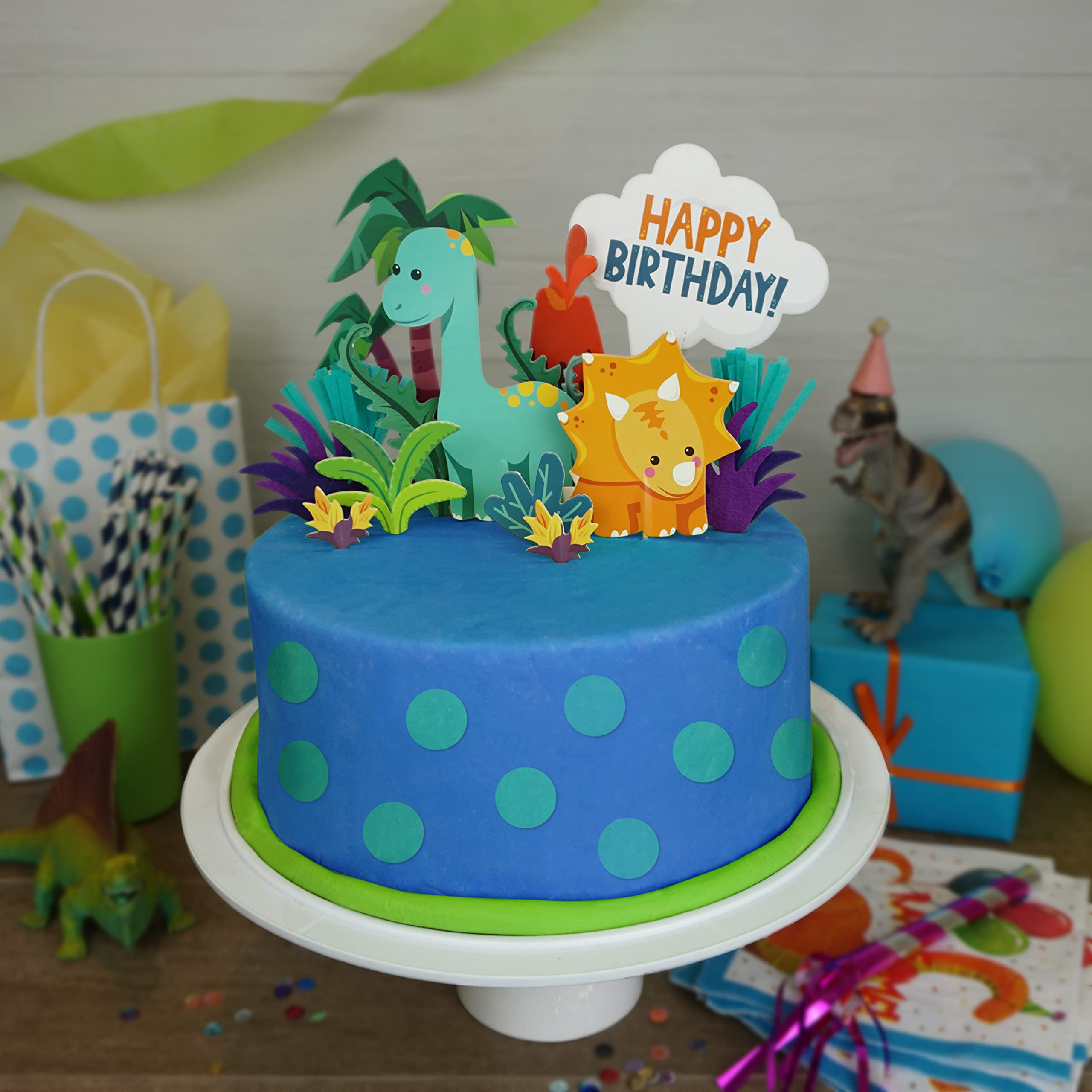 19-Piece Dinosaur Cake Toppers Set for Boys - T-Rex & Dino Birthday Cake Decorations - Perfect for Dinosaur Themed Parties, Baby Showers & Kids Birthday Cakes