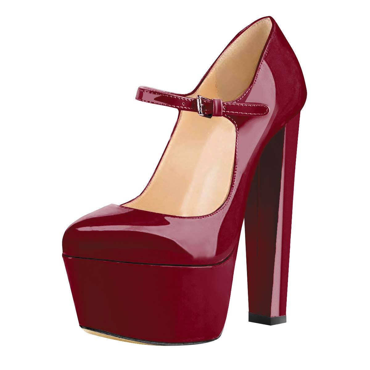 Yolkomo Women's Chunky High Heel Platform Mary Jane Pumps - Comfortable Dress Shoes for Work, Party & Special Occasions