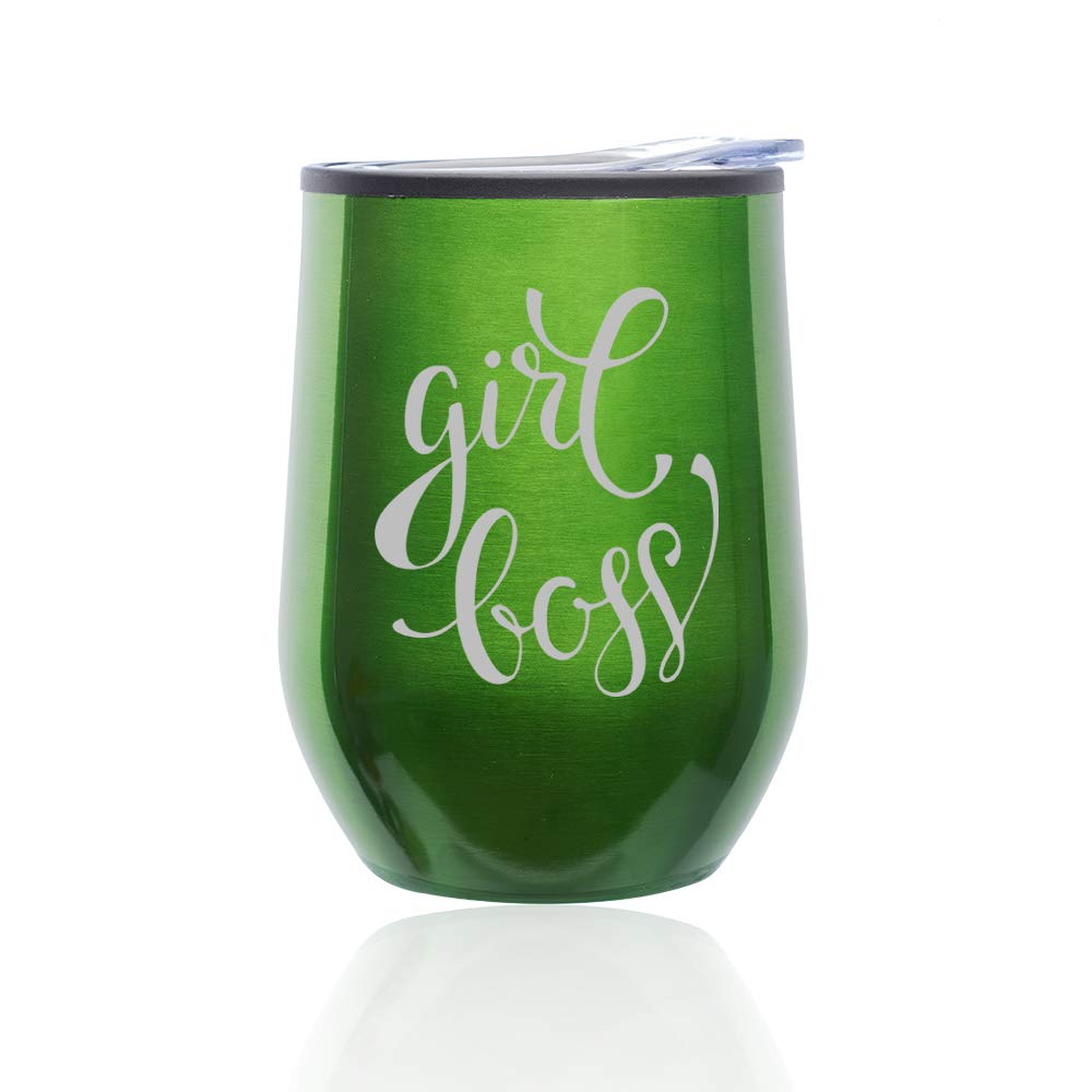 Stemless Wine Tumbler with Lid - Insulated Coffee Travel Mug for Women, BPA-Free Glass Cup - Perfect for Office, Commute & Outdoor Activities (Green)