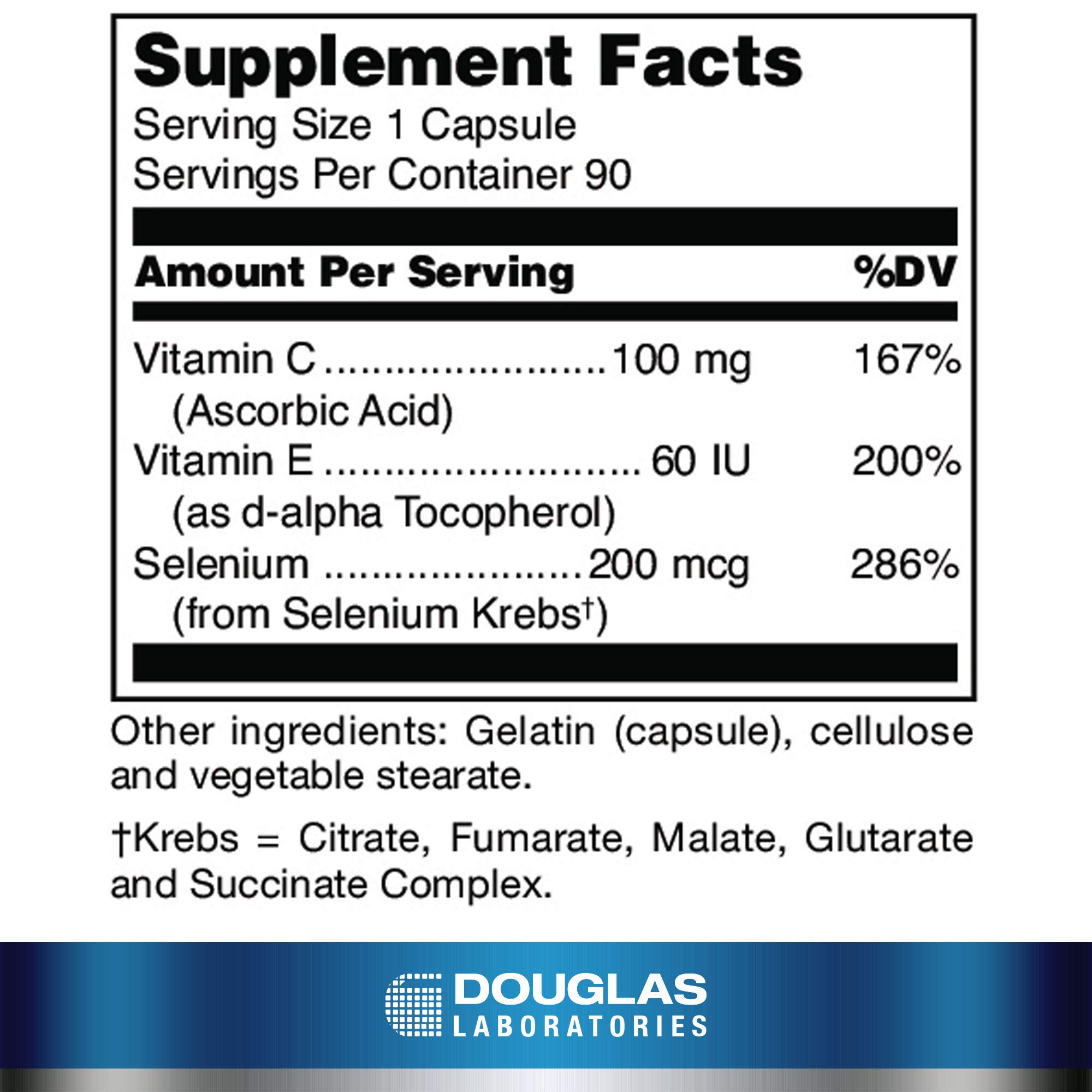 Douglas Laboratories Selenium Plus - Antioxidant Supplement with Selenium, Vitamin E & C for Immune Support - 90 Capsules | Daily Immune Booster for Adults & Seniors | Supports Heart Health & Thyroid Function