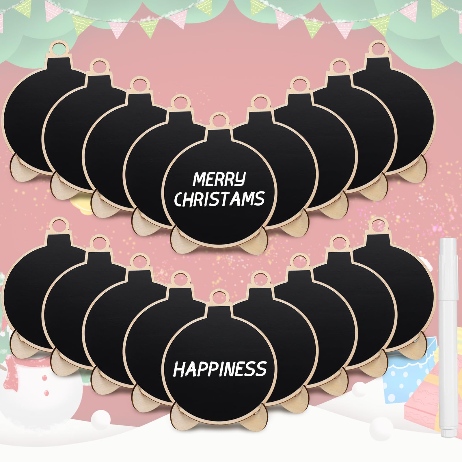 20 Pack Mini Chalkboard Signs with Stand - 3.94x3.94 Inch Wooden Blackboard & Chalk Marker for Christmas, Weddings, Parties - Perfect for Food Labels, Table Numbers, Welcome Signs & Holiday Decorations