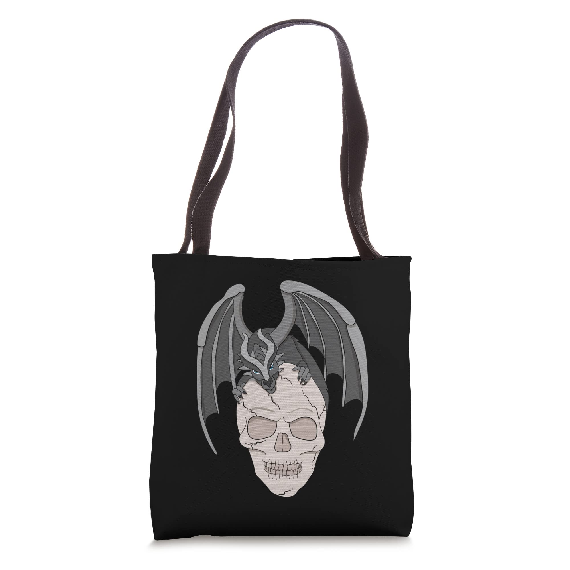 Skeleton Skull Tote Bag with Dragon for Gothic Fashion