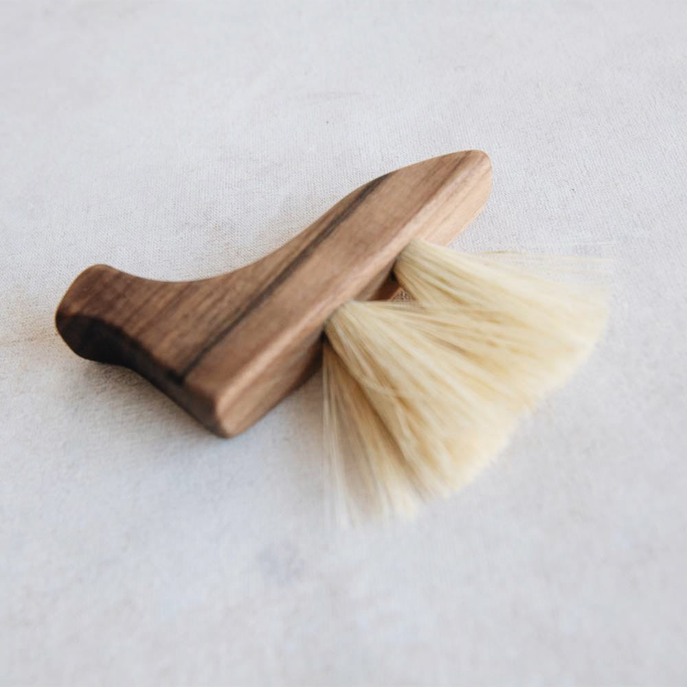 Premium Small Wooden Counter Brush No. MT0952 - Natural Wood Handle Cleaning Brush for Kitchen, Bathroom & Office - Perfect for Countertops, Sinks & Hard Surfaces