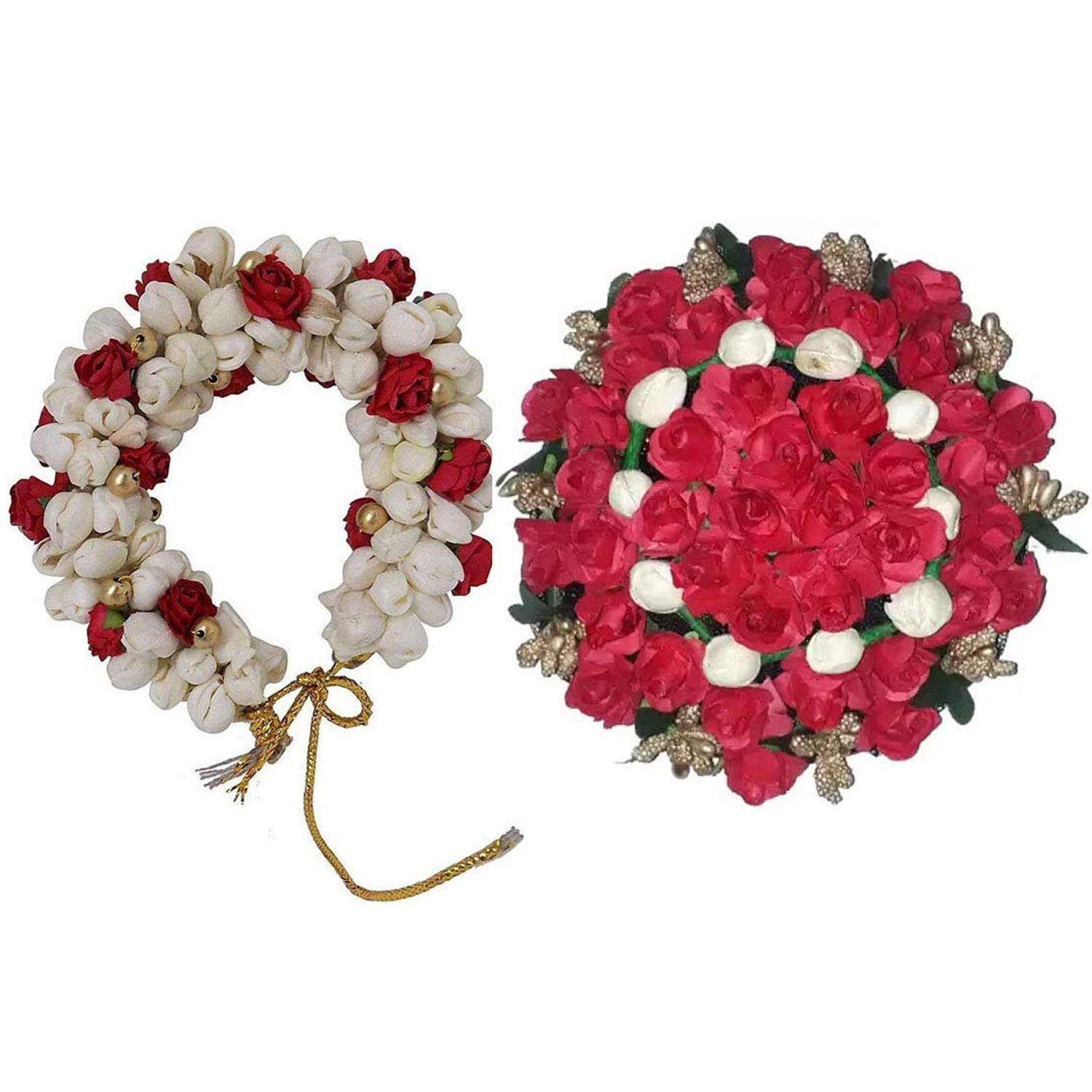GuruEmbellish Bridal Bun Maker Hair Accessories - Wedding Gajra & Juda Decorations (Pack of 2) for Bridal Hairstyles, Indian Weddings & Special Occasions