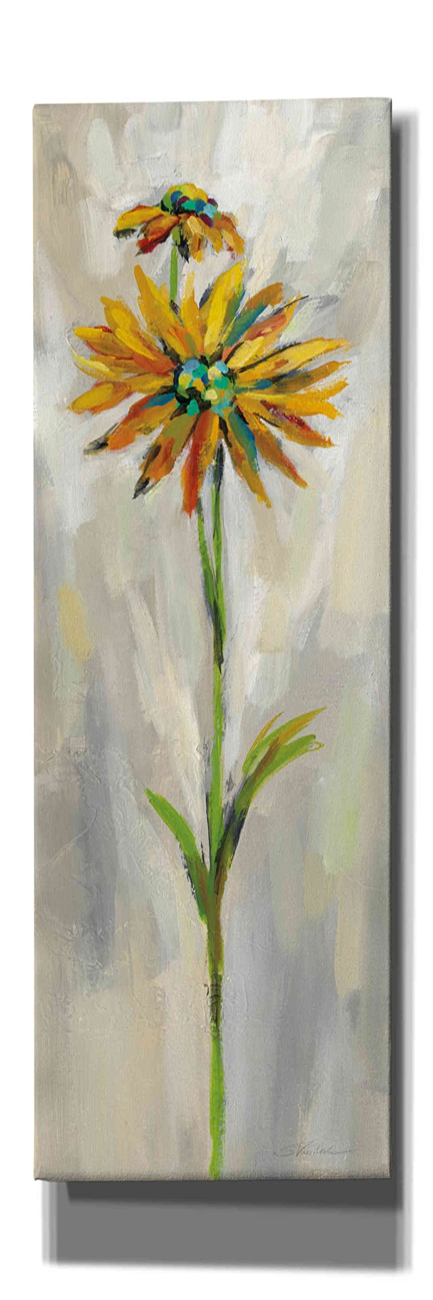 Epic Graffiti 'Single Stem Flower III' by Silvia Vassileva - Modern Canvas Wall Art Print 20x60 Inches - Perfect for Living Room, Bedroom & Office Decor