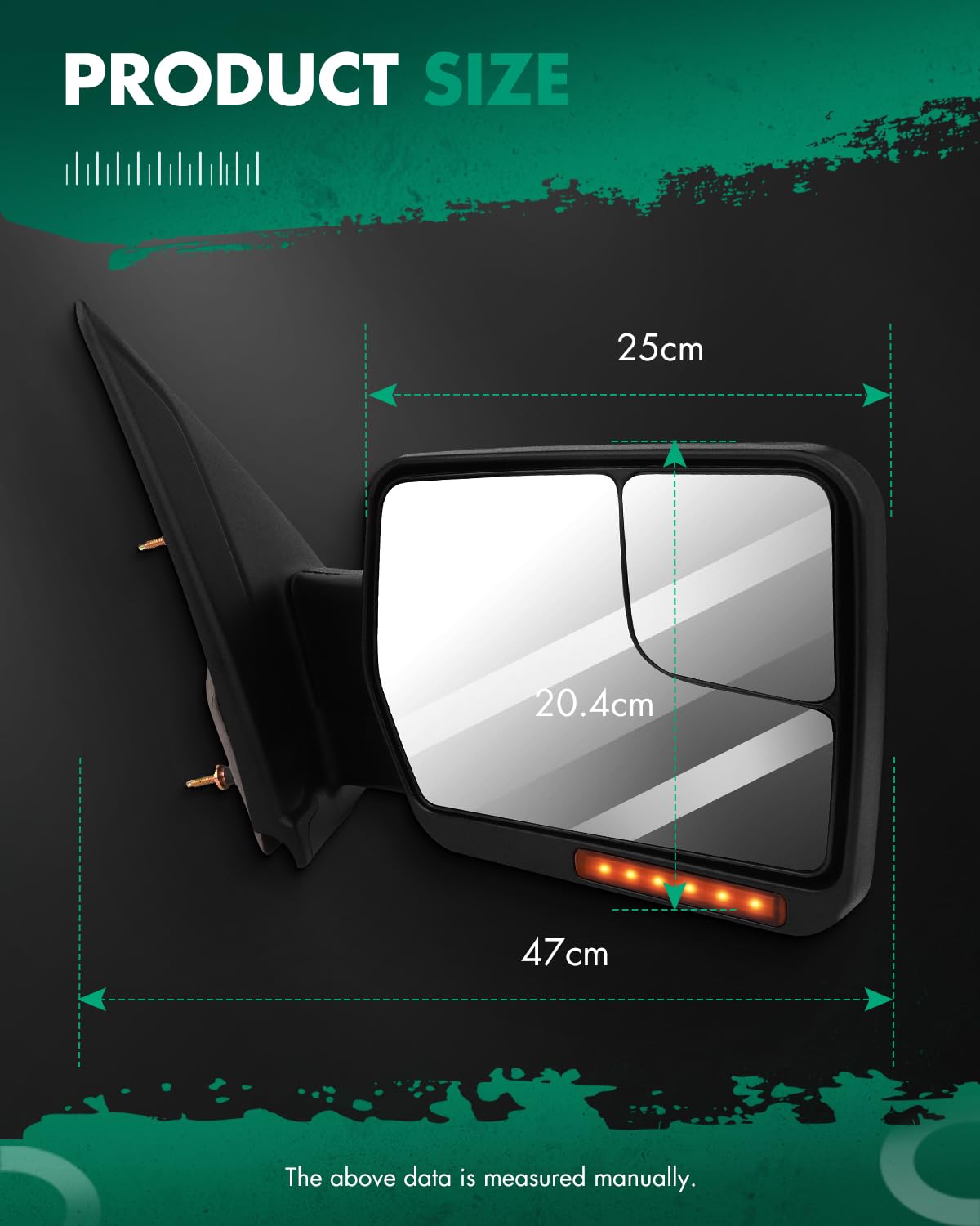 SCITOO Power-Adjusted Heated Towing Mirrors with Turn Signal & Puddle Light - Compatible with 2004-2014 Ford F-150 - Perfect for Towing, Off-Roading & Night Driving