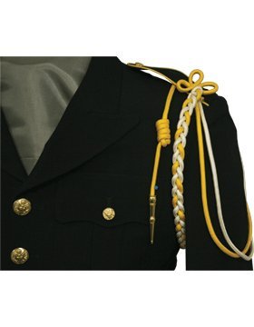 Premium Double Strand Shoulder Cord with Gold Tip - Elegant Military Style Accessory for Uniforms, Ceremonies & Formal Events