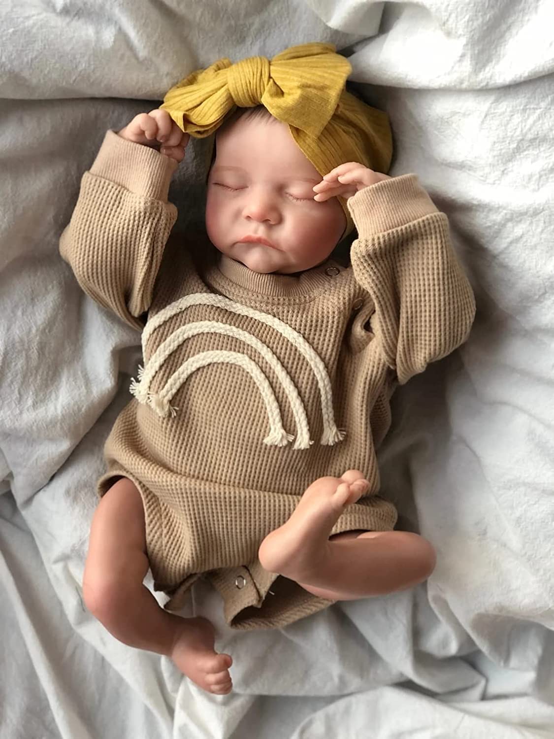 18 Inch Realistic Lifelike Reborn Baby Doll - Handmade Weighted Silicone Vinyl Sleeping Girl Doll with Closed Eyes | Perfect for Newborn Photography, Nursery Decor, and Therapeutic Play