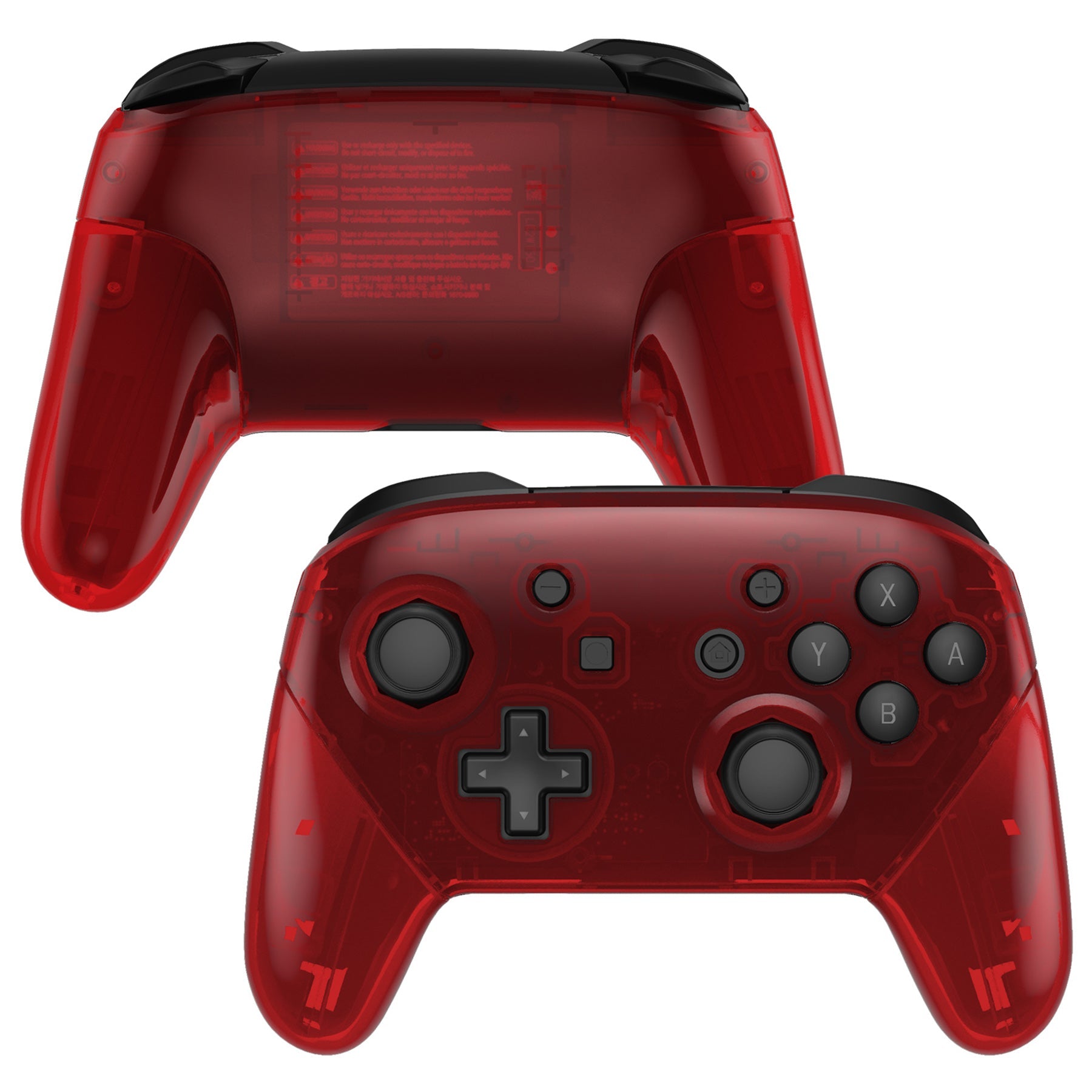 eXtremeRate Octagonal Gated Joystick Replacement Kit for Nintendo Switch Pro Controller - Full Set Shell, Faceplate & Backplate in Clear Red | Enhanced Gaming Precision for Fighting & Retro Games