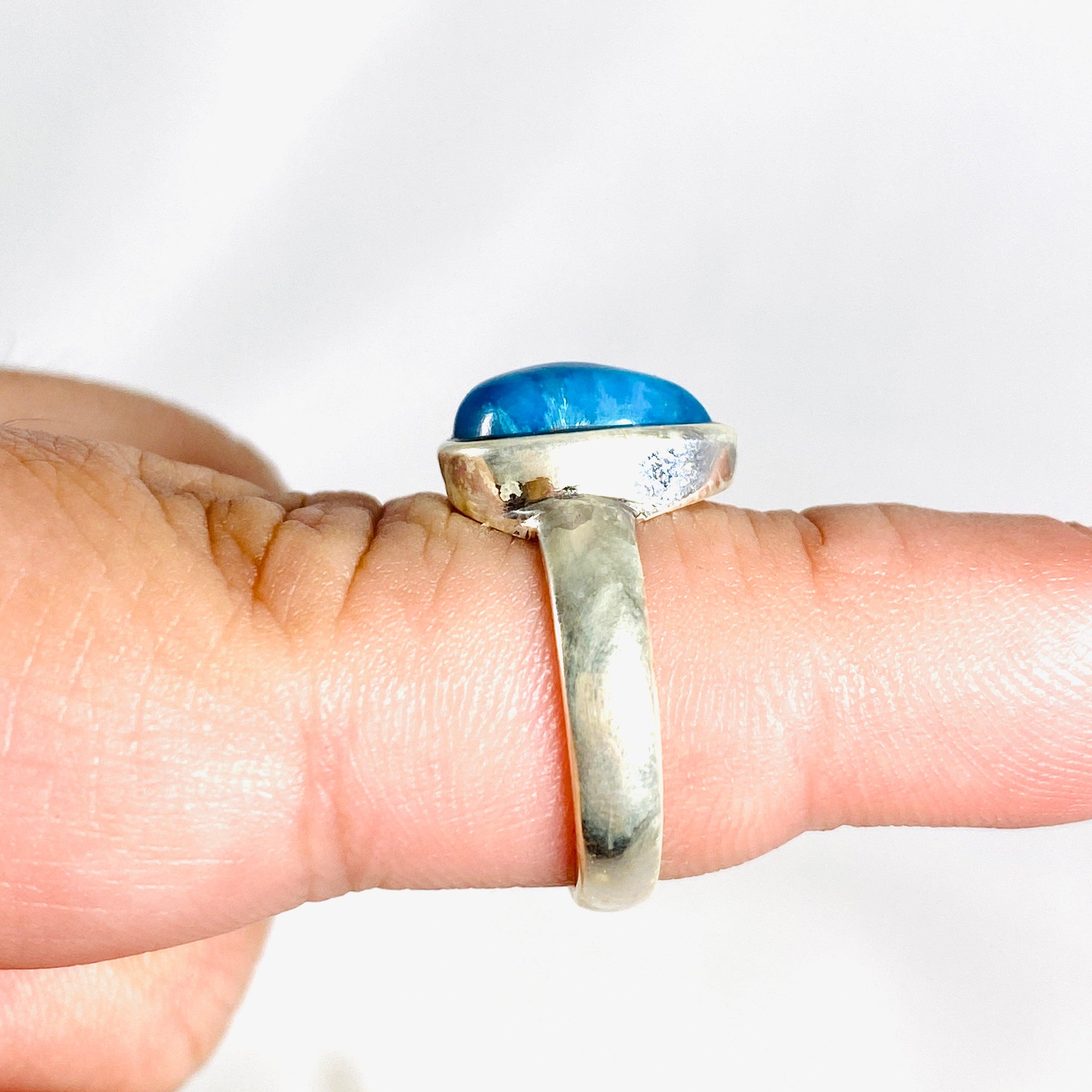 Natural Cavansite Teardrop Ring Size 8.5 - Handmade Blue Crystal Jewelry for Women - Perfect for Boho Style, Meditation & Spiritual Healing