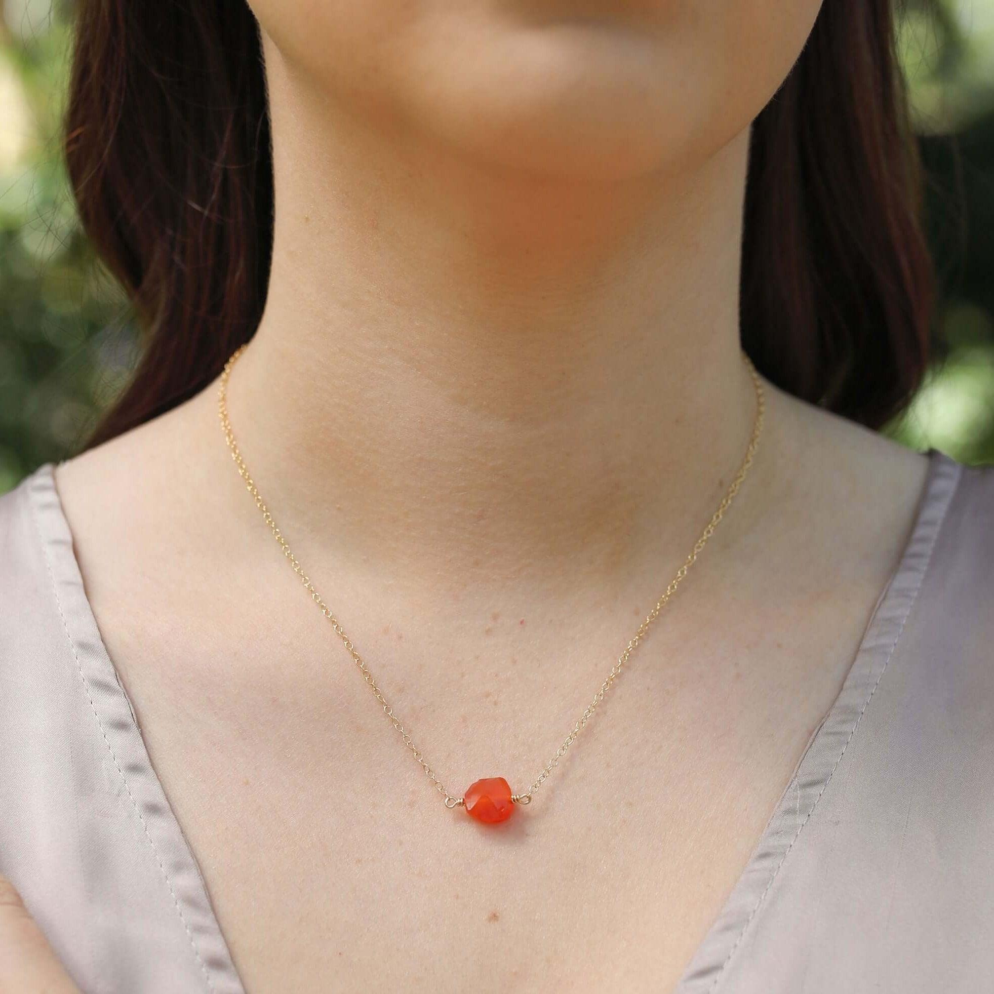 Raw Carnelian Crystal Nugget Necklace – Natural Gemstone Jewelry for Women, Healing Stone Pendant – Perfect for Meditation, Yoga & Spiritual Gifts
