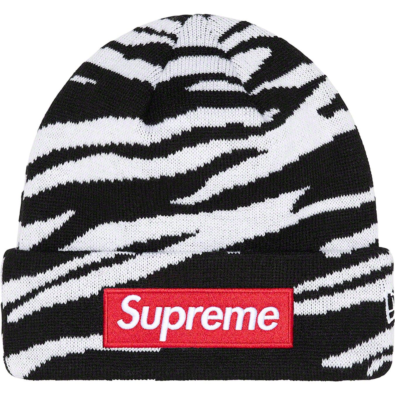 Supreme New Era Box Logo Beanie Zebra Print - Winter Warm Skull Cap for Men & Women - Perfect for Streetwear, Snowboarding & Urban Fashion