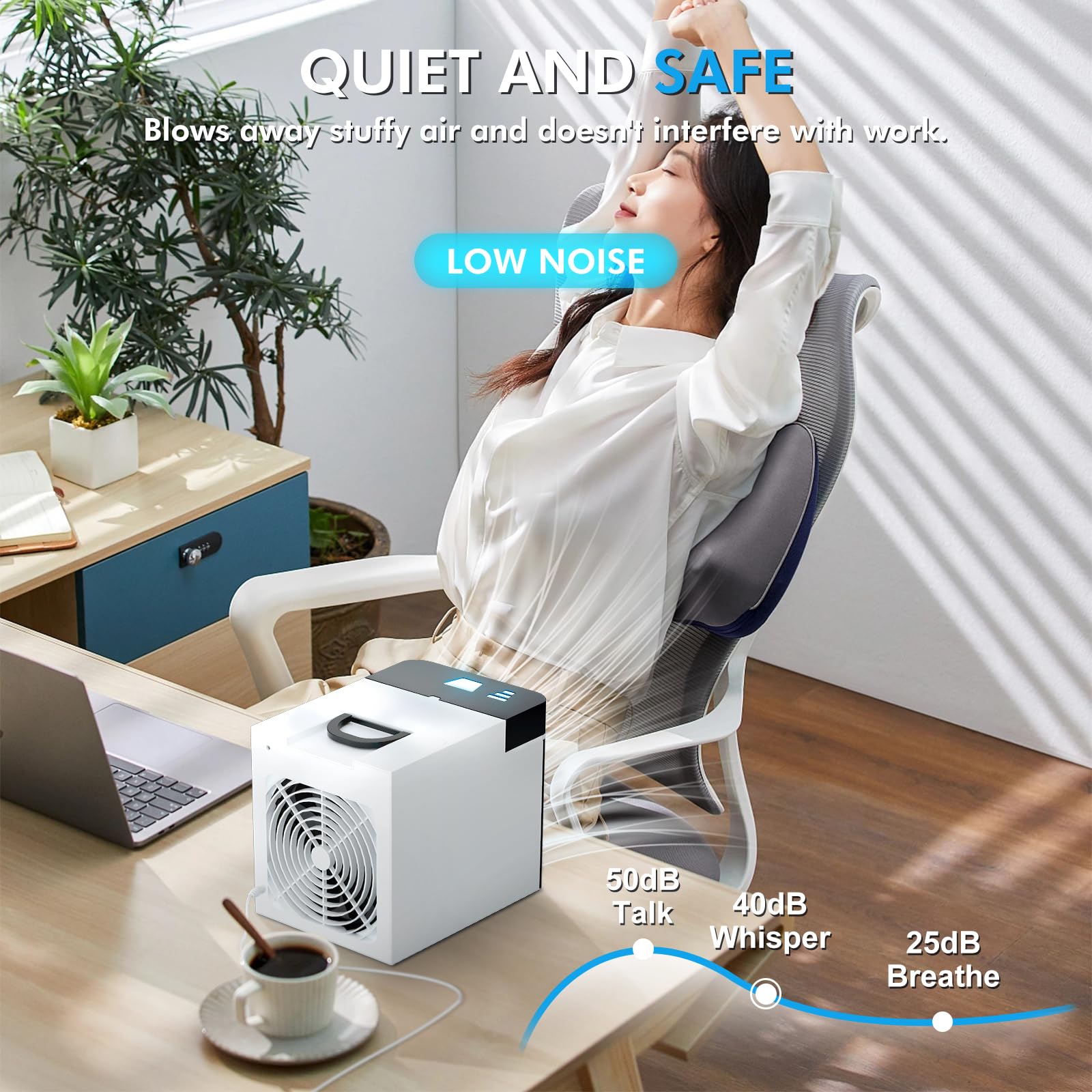 Portable Air Conditioner with 3 Speeds & Ice Packs - Mini Personal Air Cooler Fan for Home, Office, Bedroom - Leak-Proof Design for Summer Cooling Comfort | Perfect for Small Spaces & Desktop Use