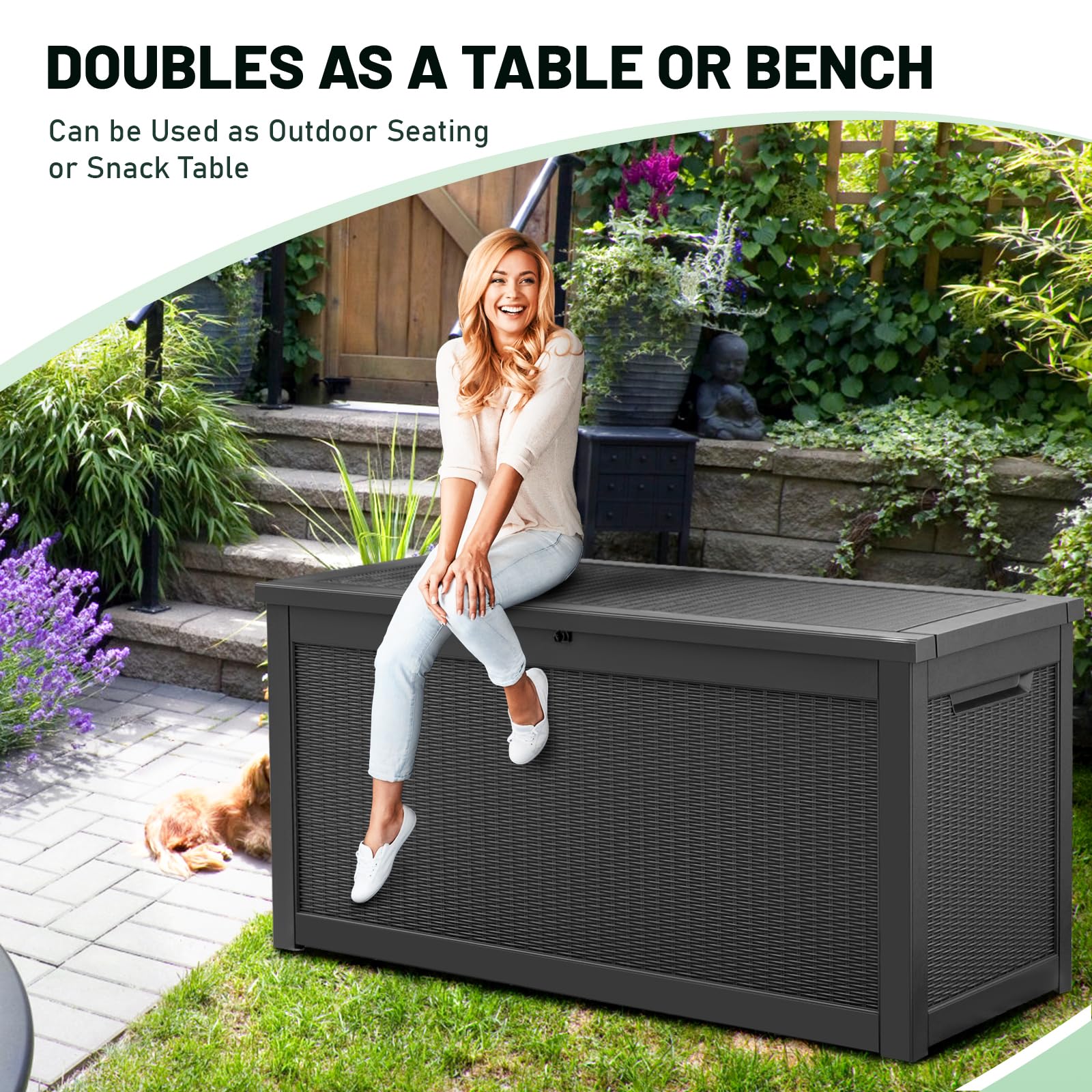 **XXXL 260 Gallon Large Waterproof Outdoor Storage Deck Box with Built-in Steel Beams – Heavy-Duty Resin Deck Box for Patio Furniture Cushions, Pool Supplies, Toys & Gardening Tools – Perfect for Backyard, Deck, and Poolside Storage**