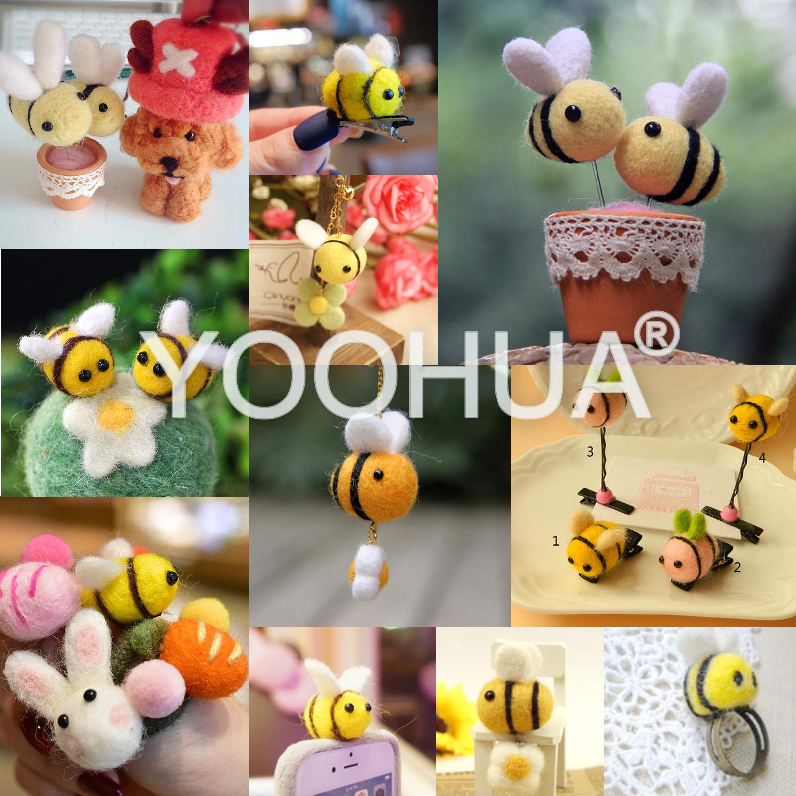 20PCS Wool Felt Bee Craft Balls - DIY Bee-Themed Craft Supplies for Halloween Costumes, Baby Showers, Gender Reveal Parties, Nursery Decorations, and Car Seat Grasping Bead Toys - Perfect for Handmade Decor and Sensory Play