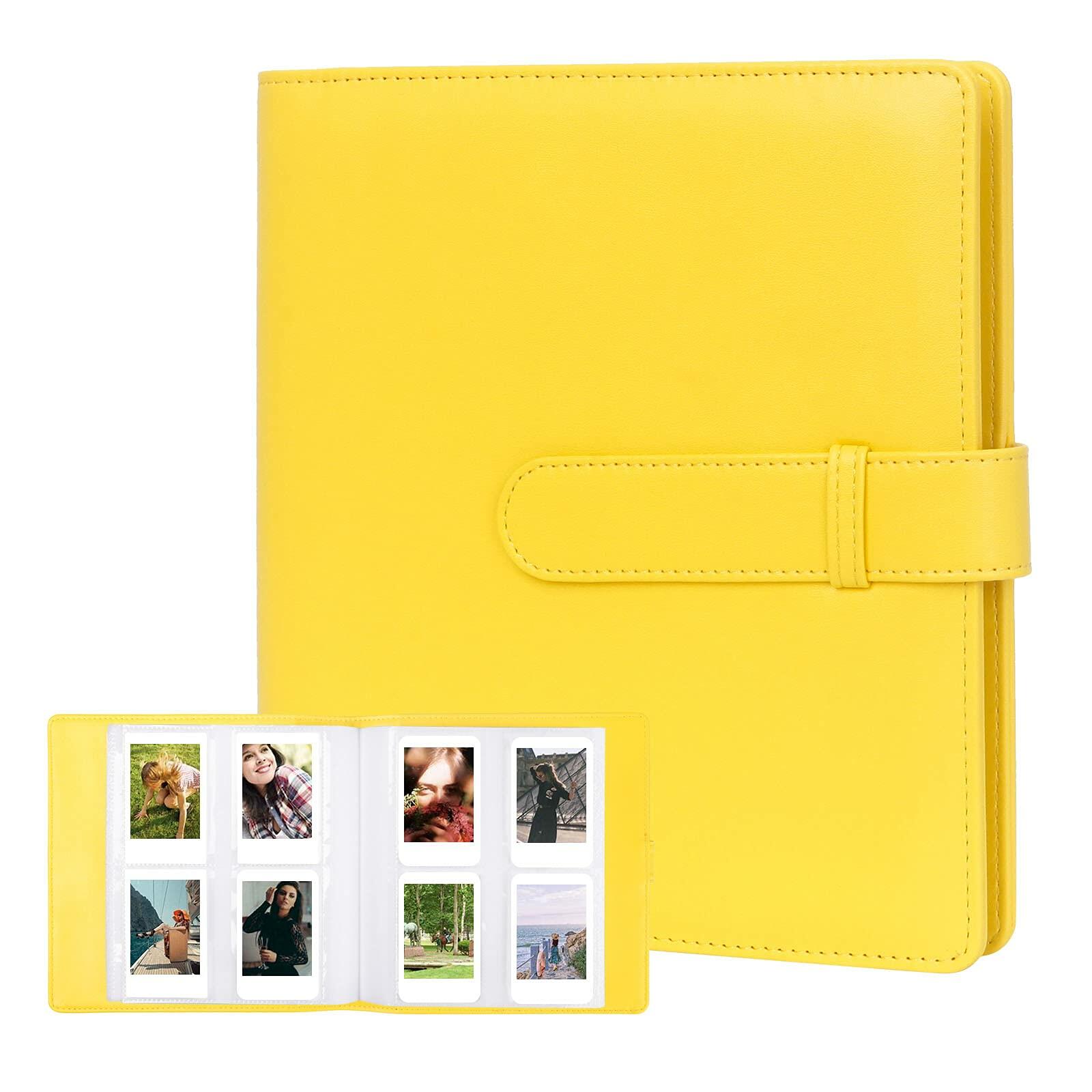 256 Pockets Photo Album for Fujifilm Instax Mini & Polaroid 2x3 Photos - Yellow Scrapbook for Instant Camera Prints | Perfect for Travel Memories, Wedding Keepsakes & DIY Projects