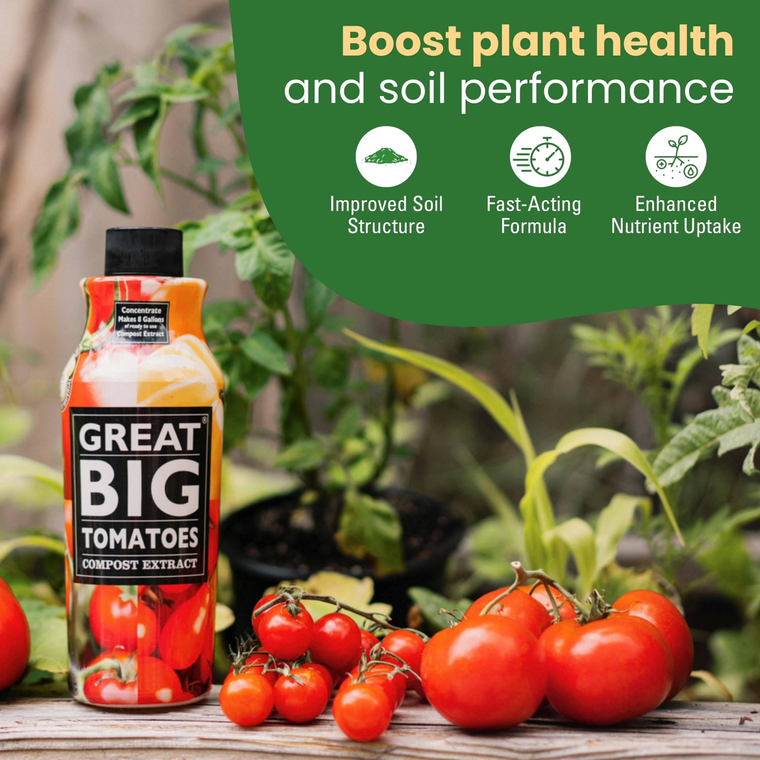 Organic Tomato & Vegetable Fertilizer Booster - 2.5 Gallon Concentrate (Makes 80 Gallons) for Growing Juicy, Flavorful Tomatoes & Veggies | Soil Nutrient Enhancer | Perfect for Home Gardens, Greenhouses & Hydroponics
