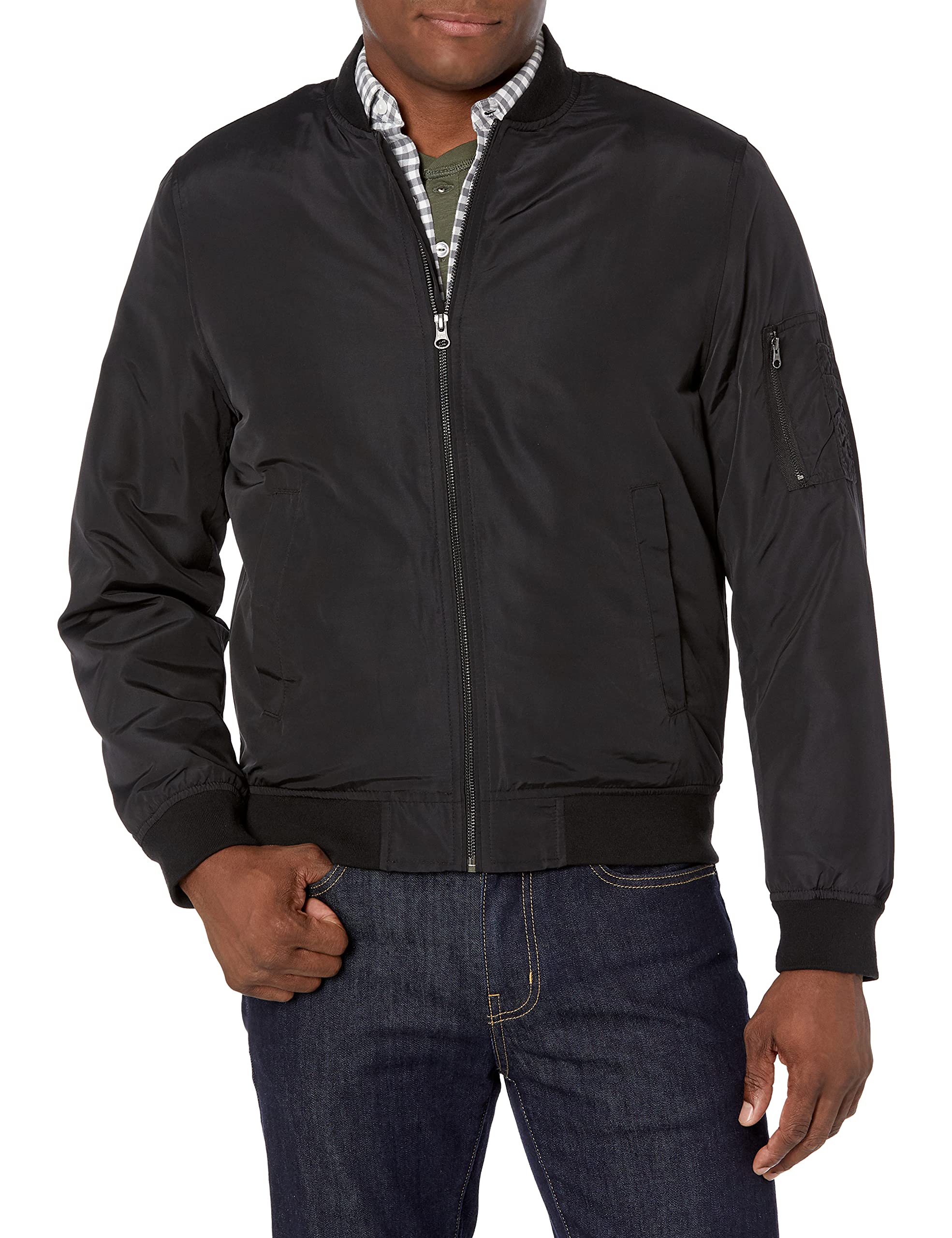 Amazon Essentials Men's Midweight Bomber Jacket - Lightweight Water-Resistant Outerwear for Casual Wear & Outdoor Activities | Perfect for Fall, Winter & Travel