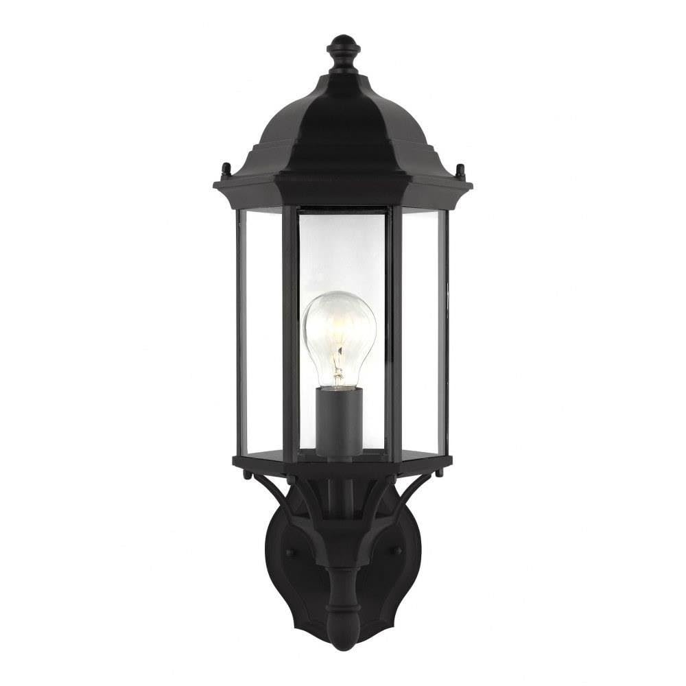 Black Outdoor Wall Lantern with Incandescent Lighting - Traditional Medium-Sized 1-Light Fixture for Porch, Patio & Garden Decor - Model 73-Bel-4169699