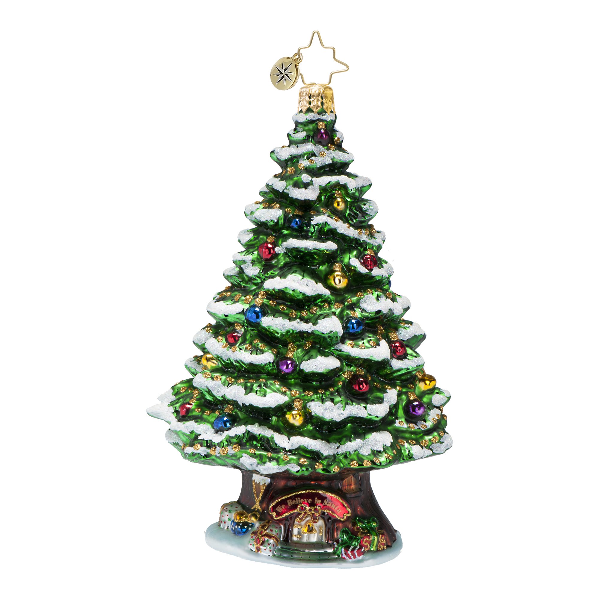 Christopher Radko Handcrafted Spruce Christmas Tree Ornament - Elegant Holiday Decor for Xmas Tree, Home, and Festive Celebrations