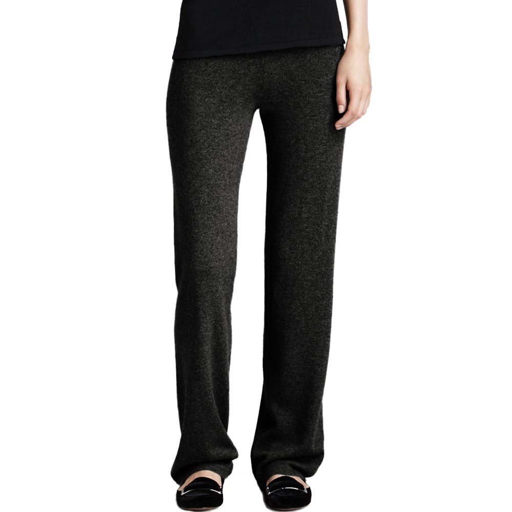 Parisbonbon Women's 100% Cashmere Pants - Soft & Warm Winter Lounge Pants in Black & Gray, Plus Size 2X - Perfect for Home, Office & Travel Comfort