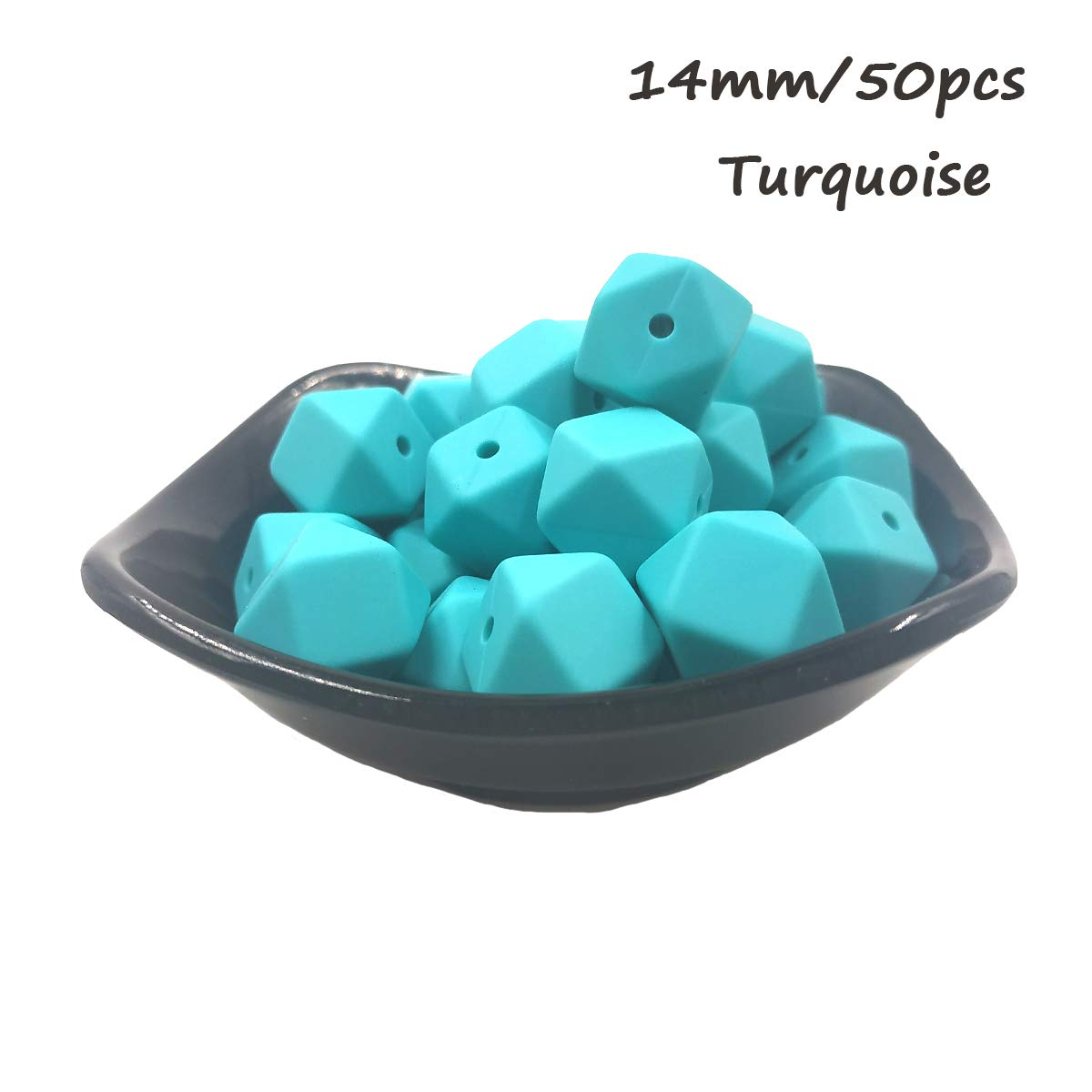 14mm Hexagonal Silicone Beads for DIY Jewelry & Keychains - 50pcs Bulk