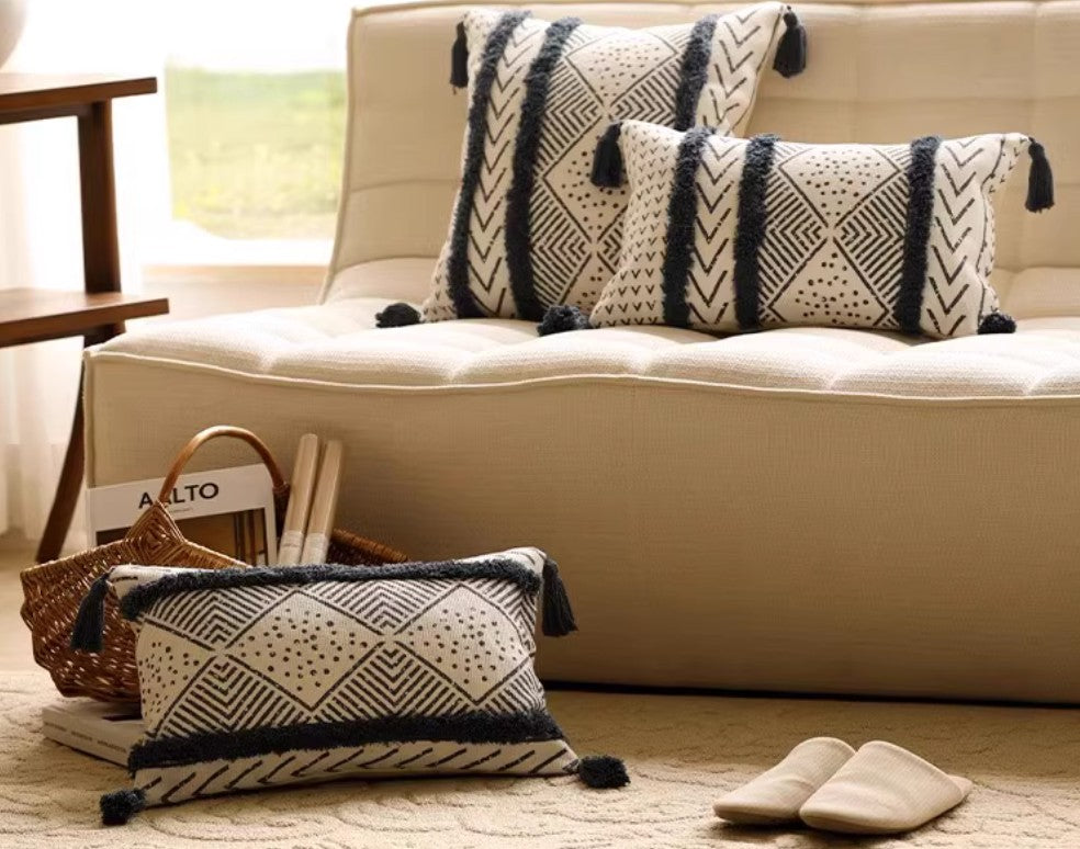 Bohemian Geometric Modern Decorative Sofa Pillow Covers - Oriental Square Throw Pillows for Couch, Living Room & Dining Room Decor - Perfect for Home, Office, and Wedding Decorations