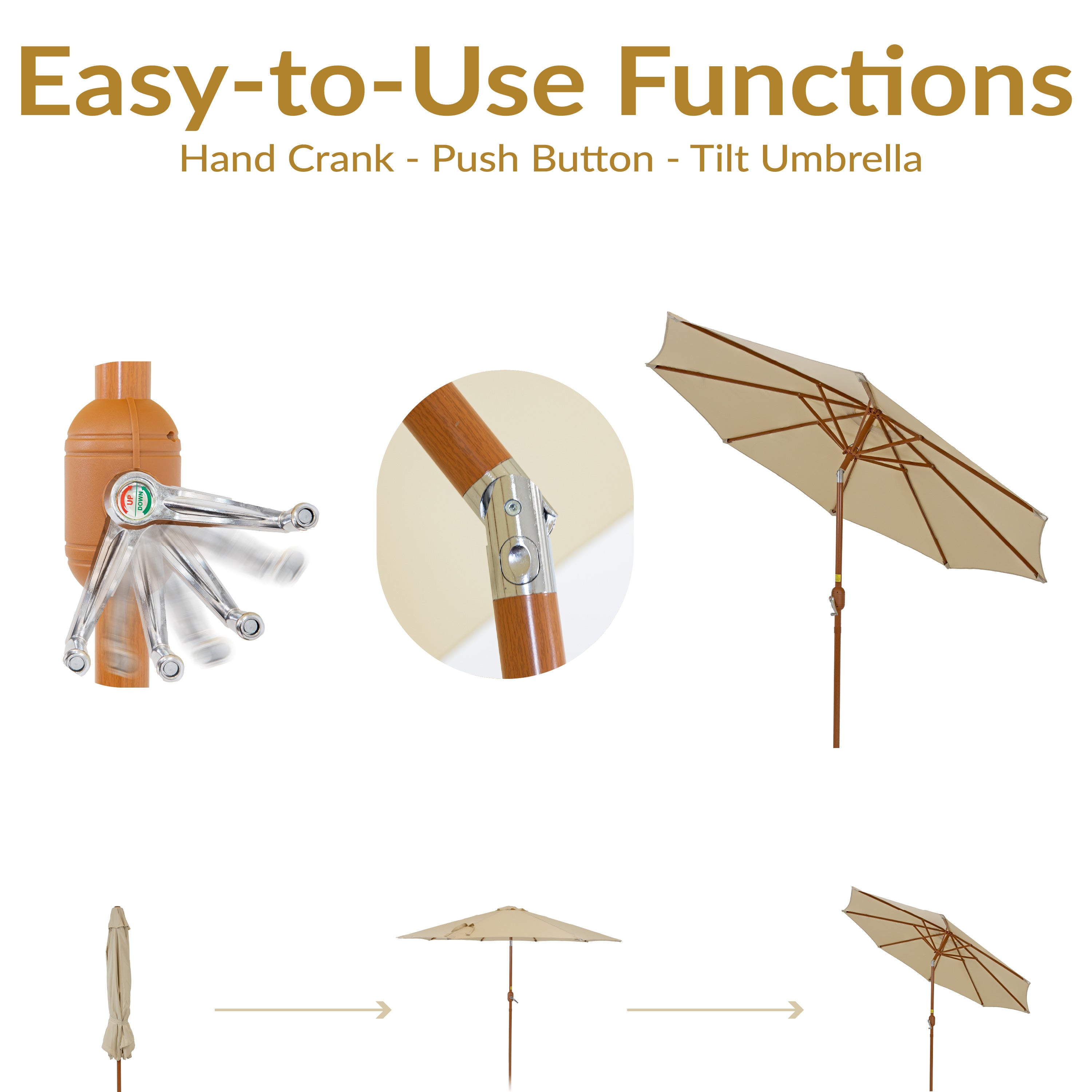 Sunnydaze 8.5 ft Outdoor Patio Umbrella with Realistic Woodgrain Finish - Perfect for Backyard, Poolside, and Garden Shade
