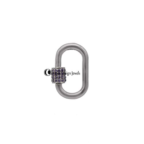 Valentine's Day Jewelry Gift - Sterling Silver Carabiner Lock with Amethyst Gemstone, Oxidized Vintage Connector for Necklaces & Bracelets | Perfect for Romantic Gifts, DIY Jewelry Making & Boho Fashion Accessories
